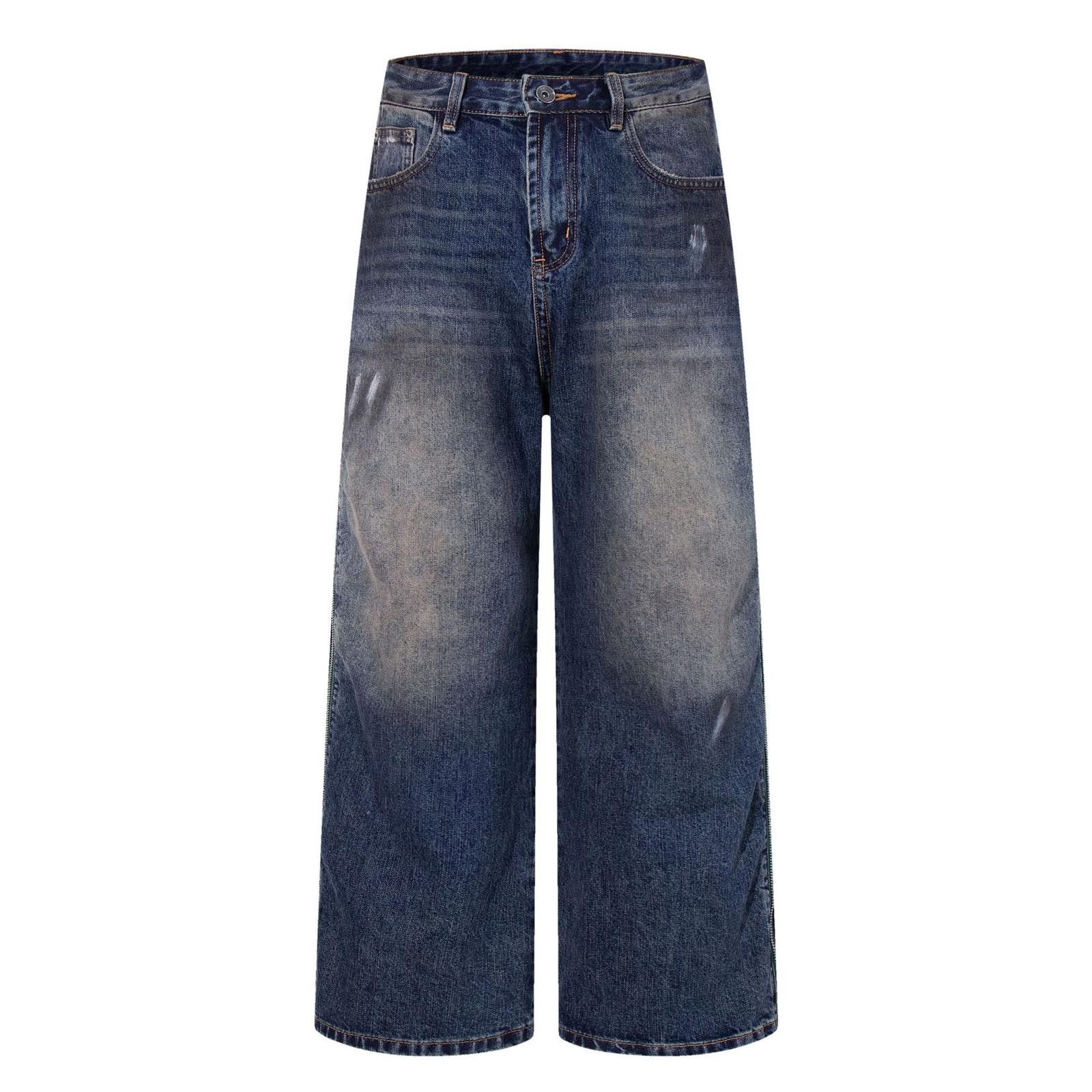 Vintage Distressed Baggy Wide Leg Jeans, Barrel Leg Jeans Size 32" / US 10 / IT 46 - 6 Thumbnail