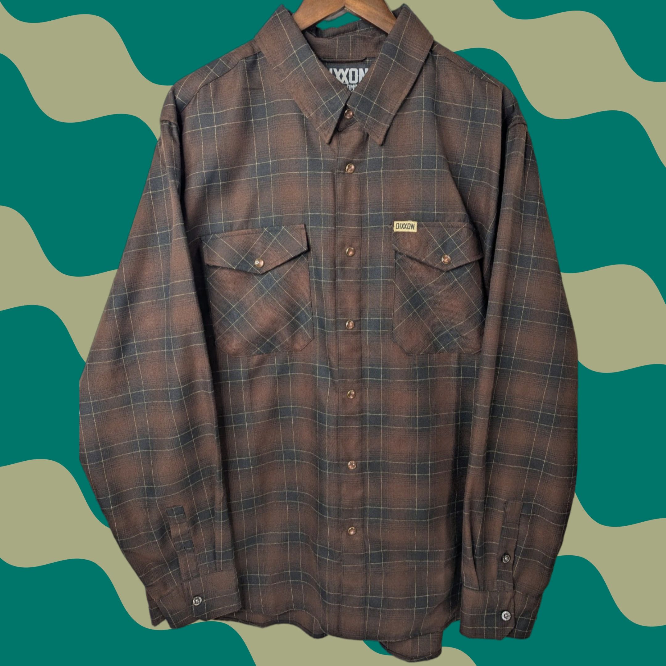 Vintage Dixxon Flannel Shirt Mens 2X Brown Plaid Long Sleeve Pearl Snap Button-Up Casual Vintage No? Size US XXL / EU 58 / 5 - 1 Thumbnail
