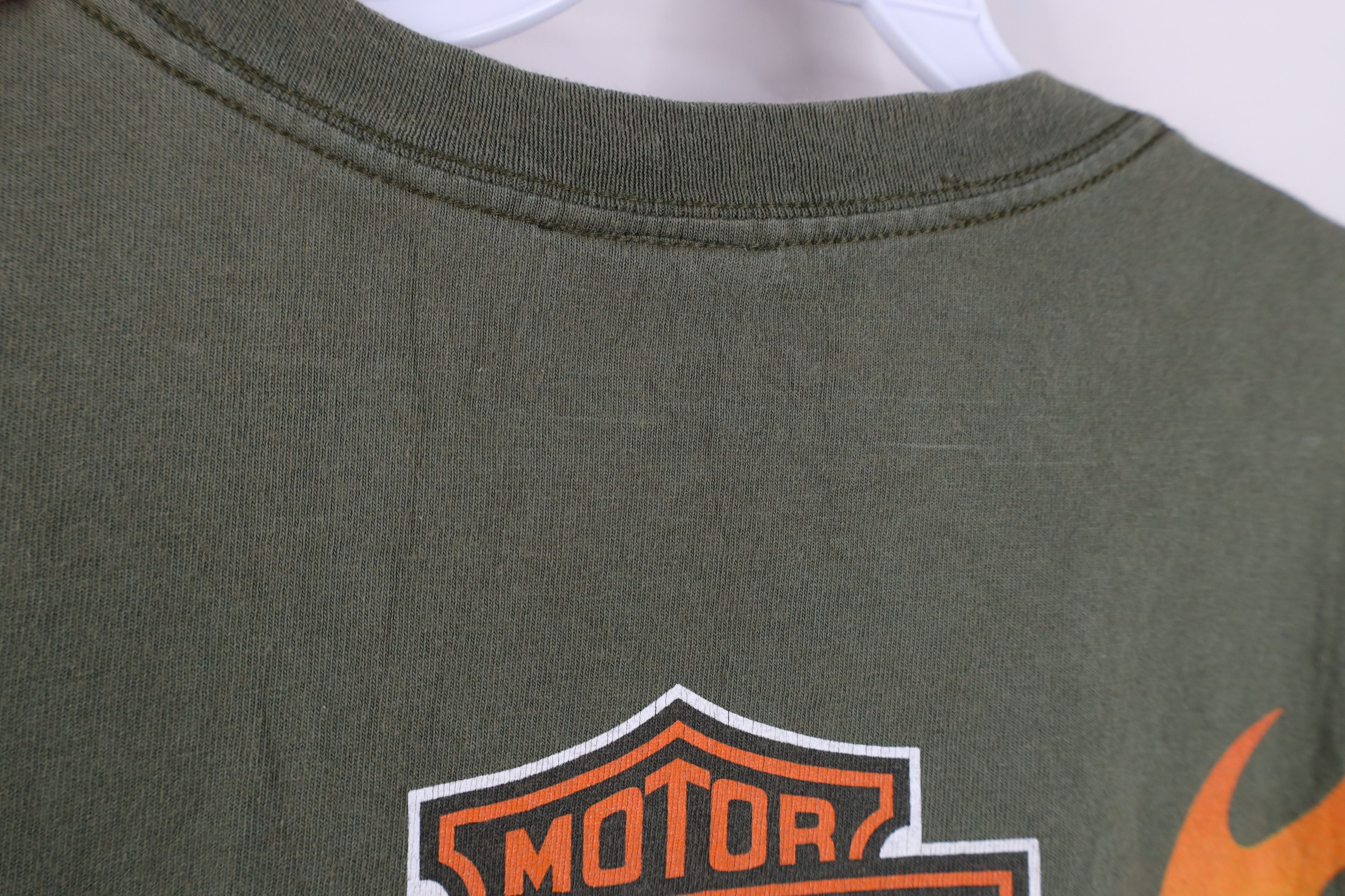 Harley Davidson Vintage Y2K Harley Davidson Spell Fire Flames T-Shirt Green Size US XL / EU 56 / 4 - 10 Thumbnail