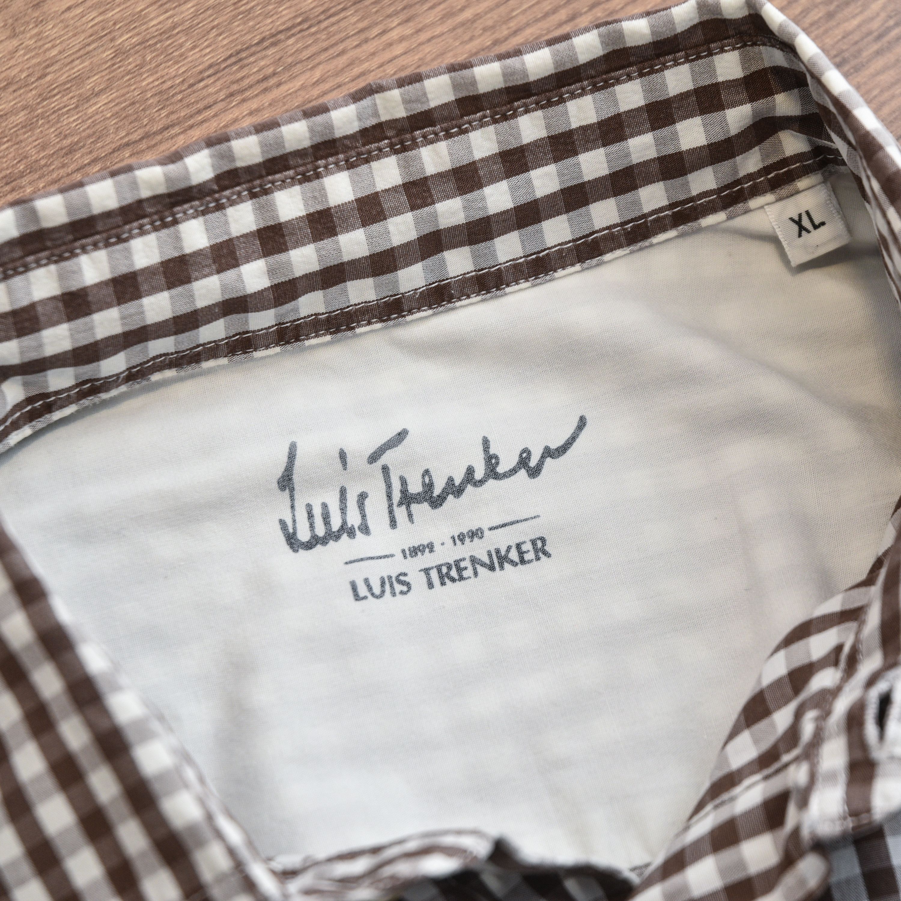 Man Made In Australia Luis Trenker Gingham Check Shirt Script Embroidery Logo Size US XL / EU 56 / 4 - 11 Thumbnail