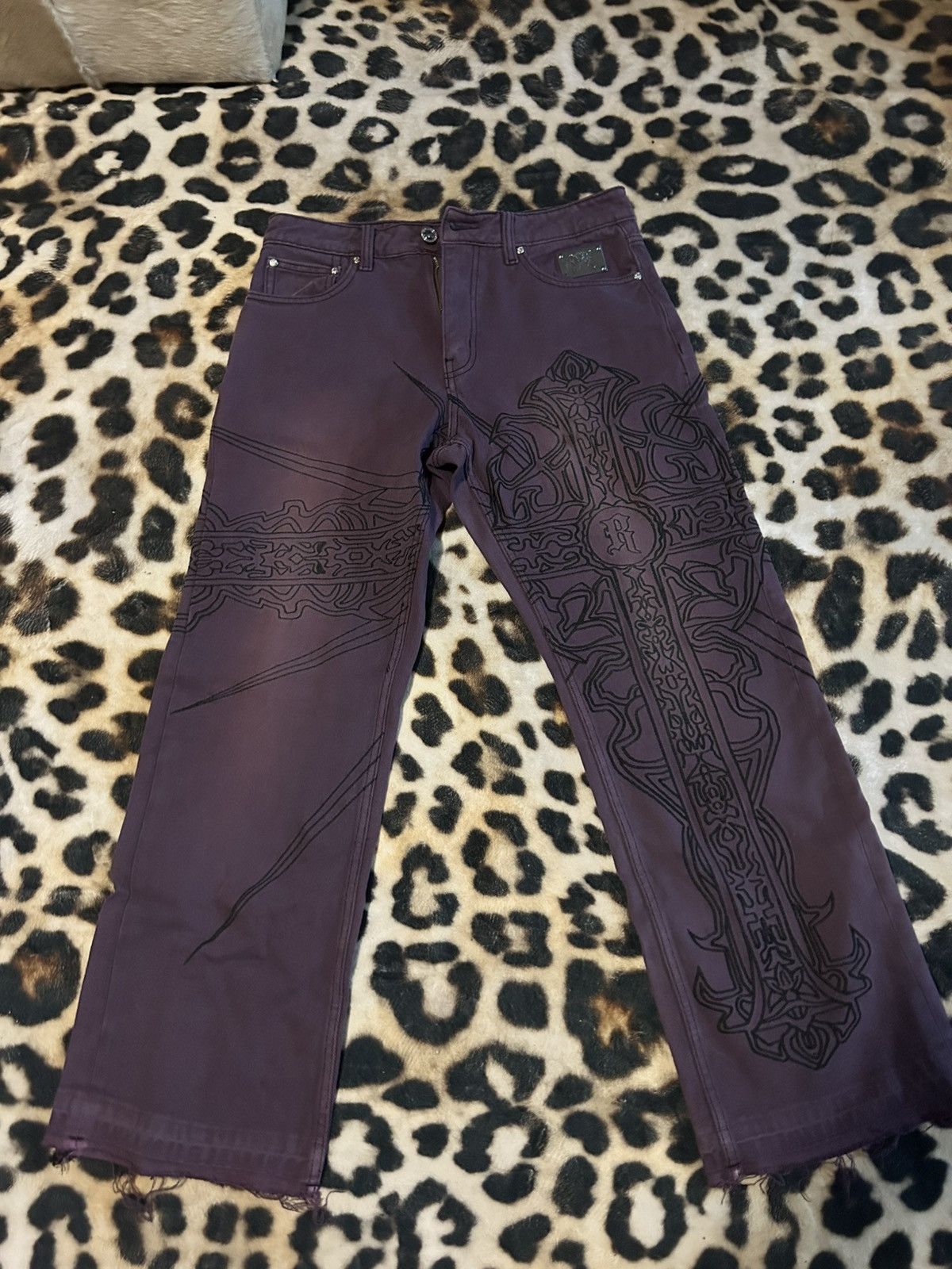 Revenge Revenge denim embroidered cross Size US 30 / EU 46 - 1 Thumbnail