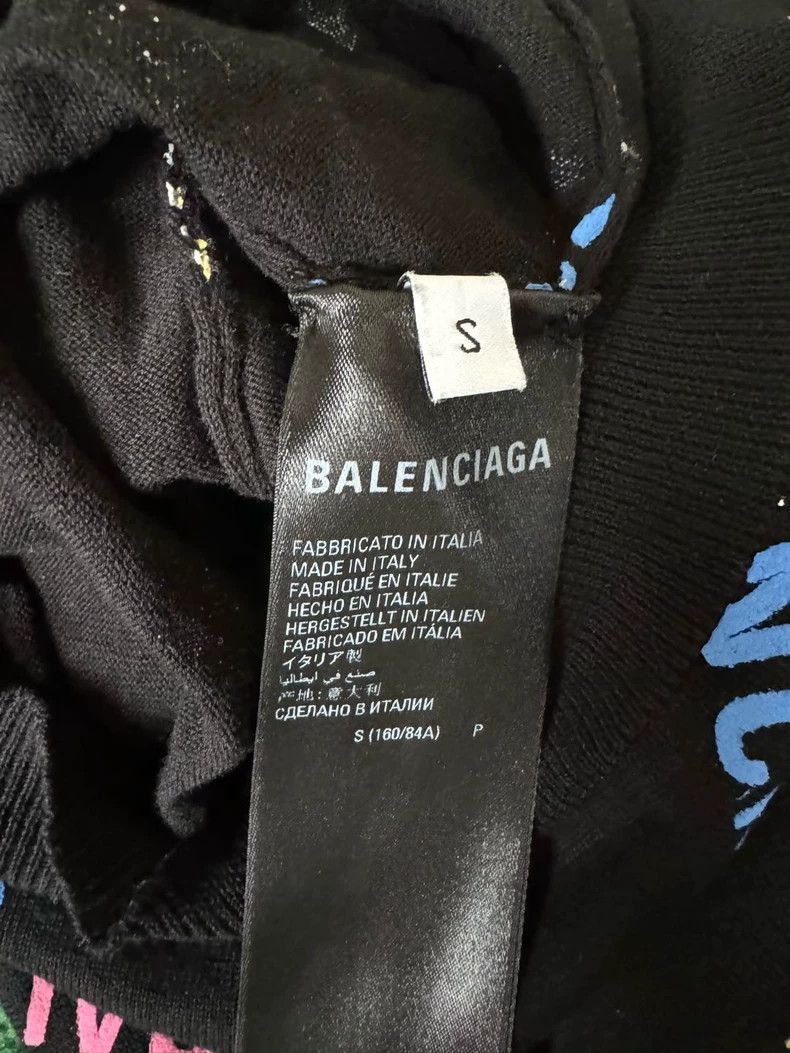 Balenciaga Balenciaga Short Sleeve Slim Sweater with Colorful Logo an Size S / US 4 / IT 40 - 5 Thumbnail