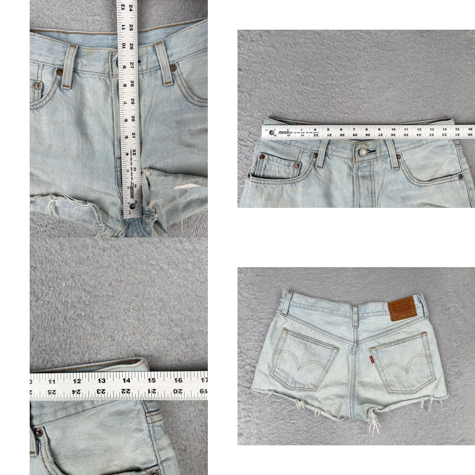 Levi's VINTAGE Levis 501 Shorts Womens 28 Light Wash Denim Premium Big E Button Fly Cutoff Size 28" / US 6 / IT 42 - 9 Thumbnail
