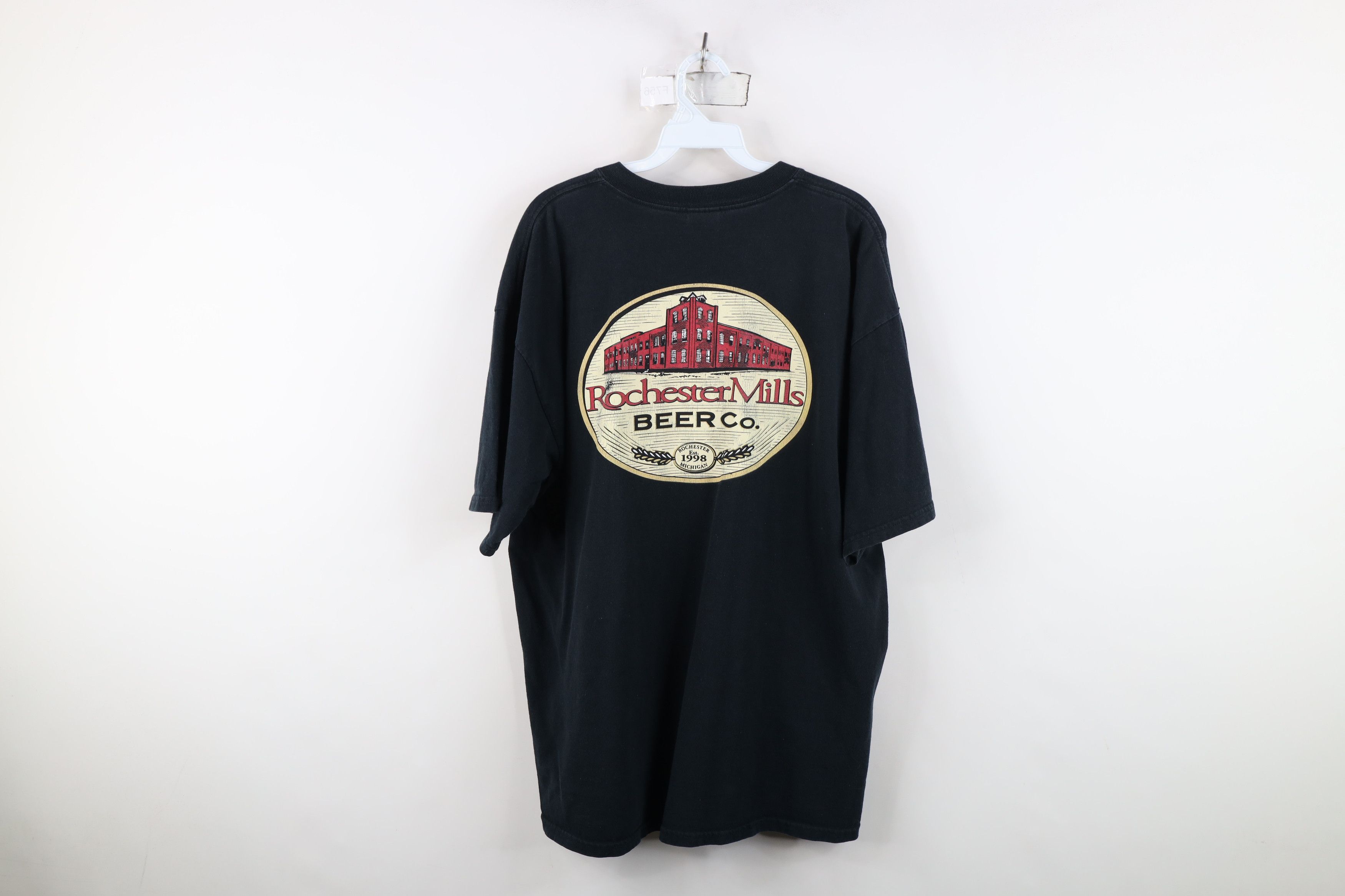 Vintage Vintage 90s Spell Out Rochester Mills Beer Co T-Shirt Black Size US XL / EU 56 / 4 - 11 Thumbnail