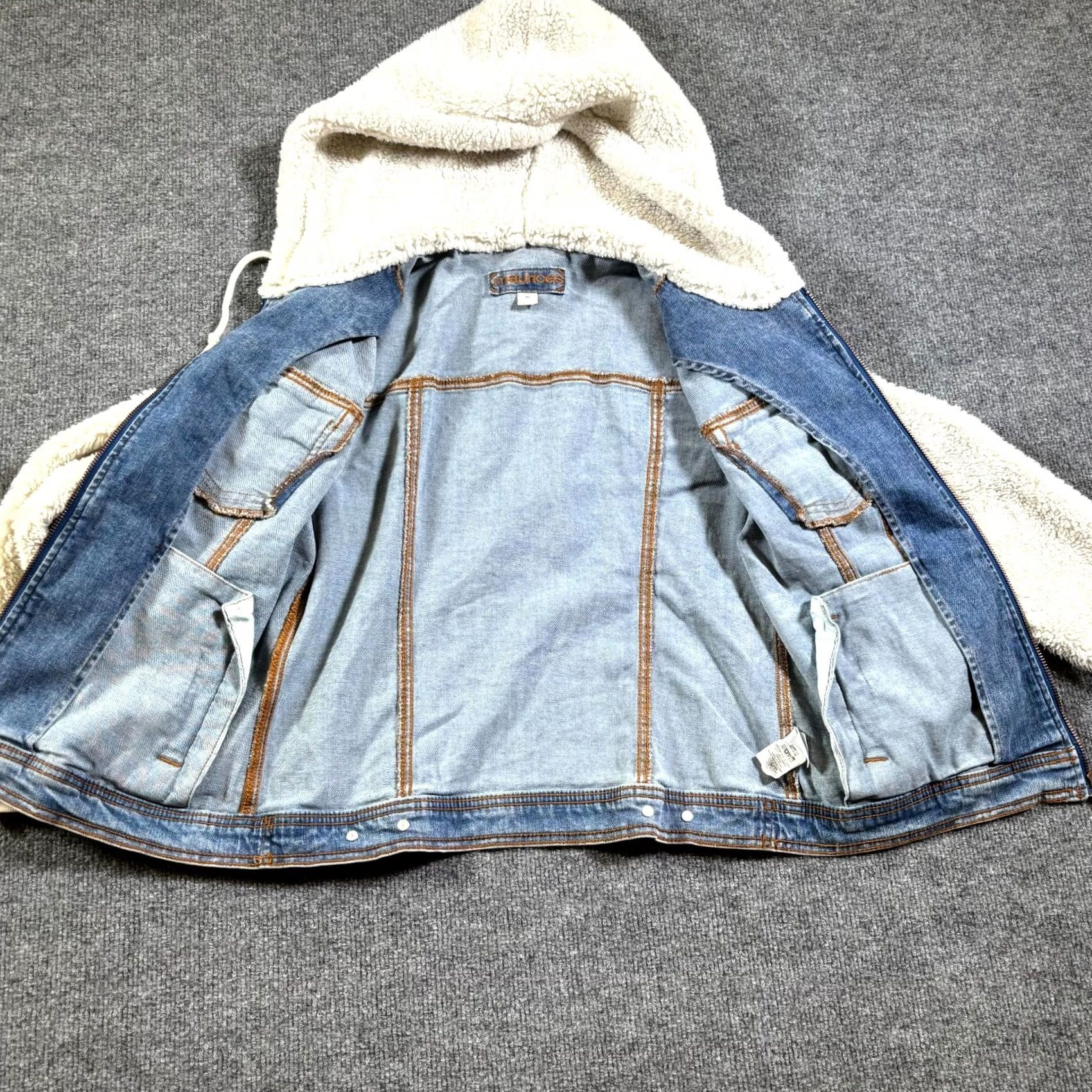 Vintage Maurices Jacket Womens Small Blue Denim Cotton Sherpa Hooded Full Zip Winter Size S / US 4 / IT 40 - 3 Thumbnail