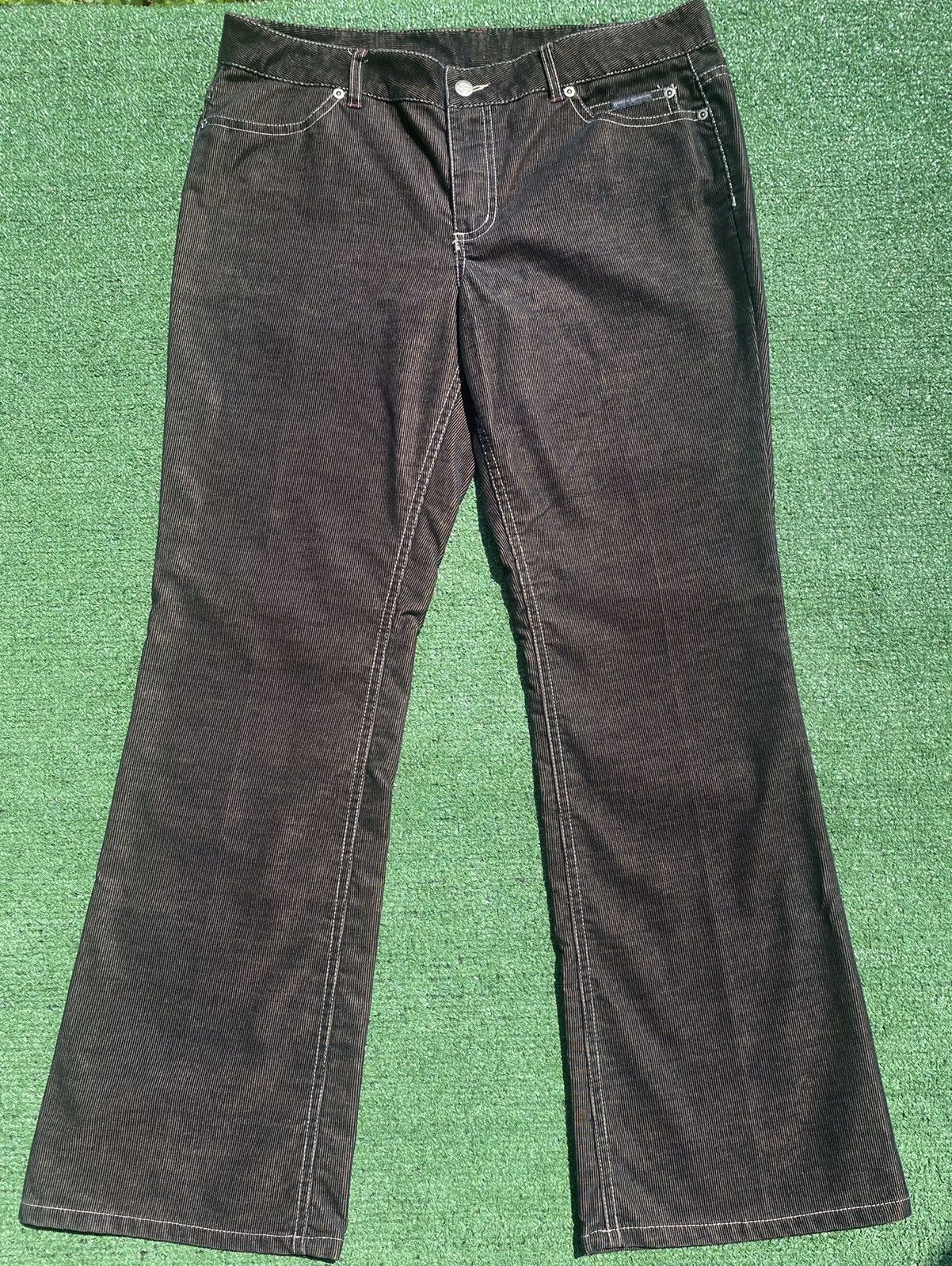 Harley Davidson Harley Davidson Black Corduroy Flare Pants 35” Waist Size 35" - 1 Thumbnail