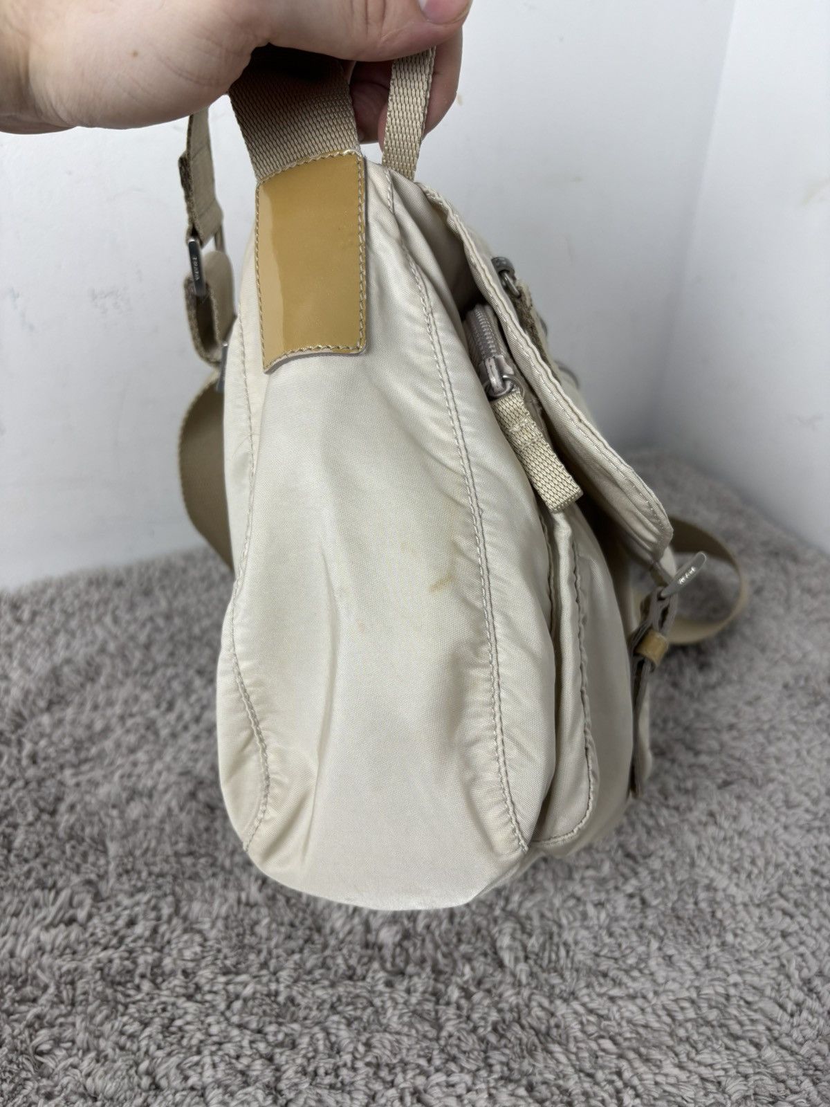 Prada Prada Milano Nylon Beige Messenger Bag Size ONE SIZE - 20 Thumbnail