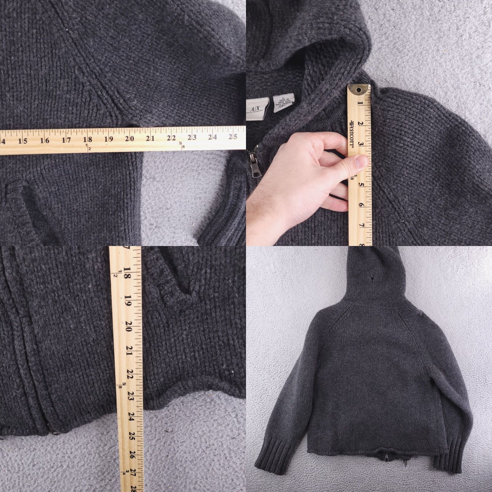 Armani Exchange Armani Exchange Hoodie Womens Large Gray 100% Wool Zip Full Zip Wool Material Gray Womens L Folded Size L / US 10 / IT 46 - 8 Thumbnail