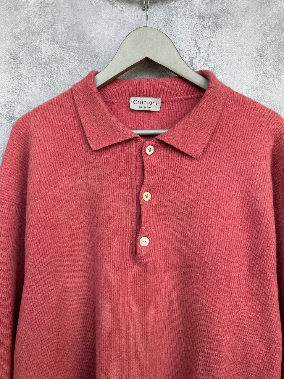 Cruciani Cruciani Cashmere Polo Sweater Ribbed 100% Cashmere Pink Size US L / EU 52-54 / 3 - 4 Thumbnail