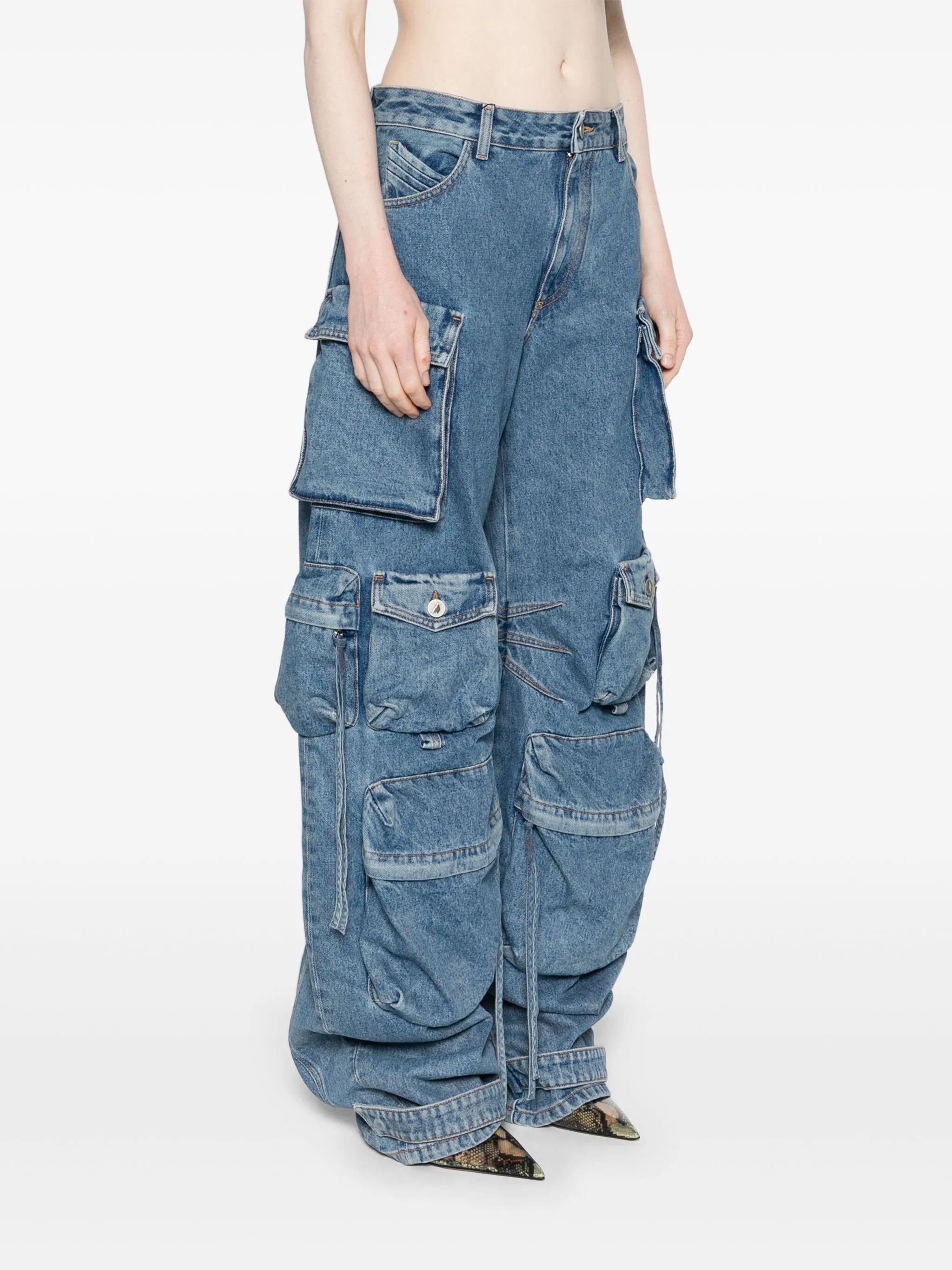 The Attico o1s22i1n0325 Fern Cargo Jeans in Light Blue Size 27" / US 4 / IT 40 - 3 Thumbnail