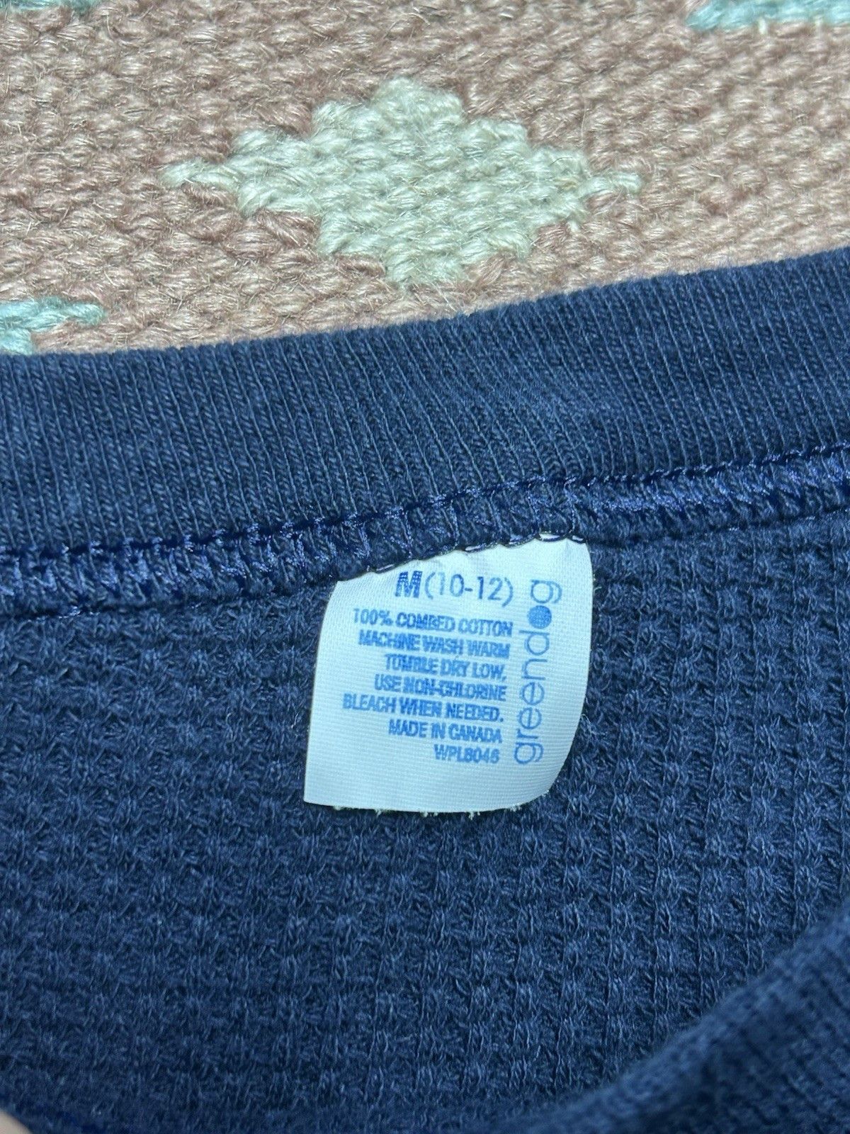 Vintage 80s thermal shirt waffle knit navy blue cotton youth kids M Size XXS / US 00 / IT 34 - 3 Thumbnail