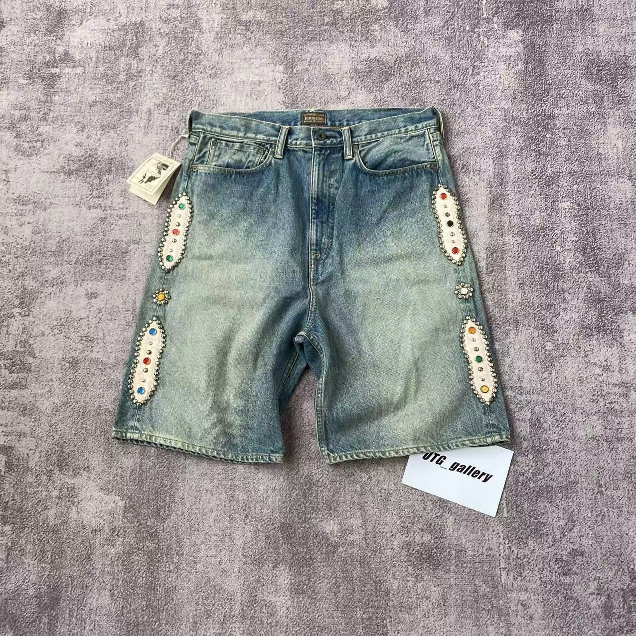 Kapital Kapital Gemstone Studded Denim Shorts *size34 — NWT Size US 34 / EU 50 - 1 Thumbnail