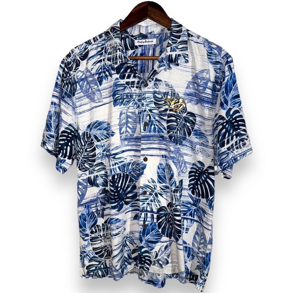 Tommy Bahama Tommy Bahama Nashville Predators Silk Print Camp Shirt M Size US M / EU 48-50 / 2 - 1 Thumbnail