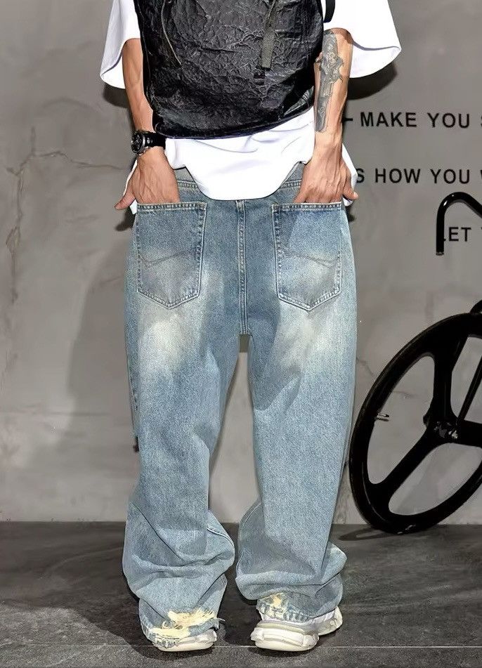 Japanese Brand × Jean Stylish Skateboard Baggy Ripped Jeans Size US 31 - 5 Thumbnail