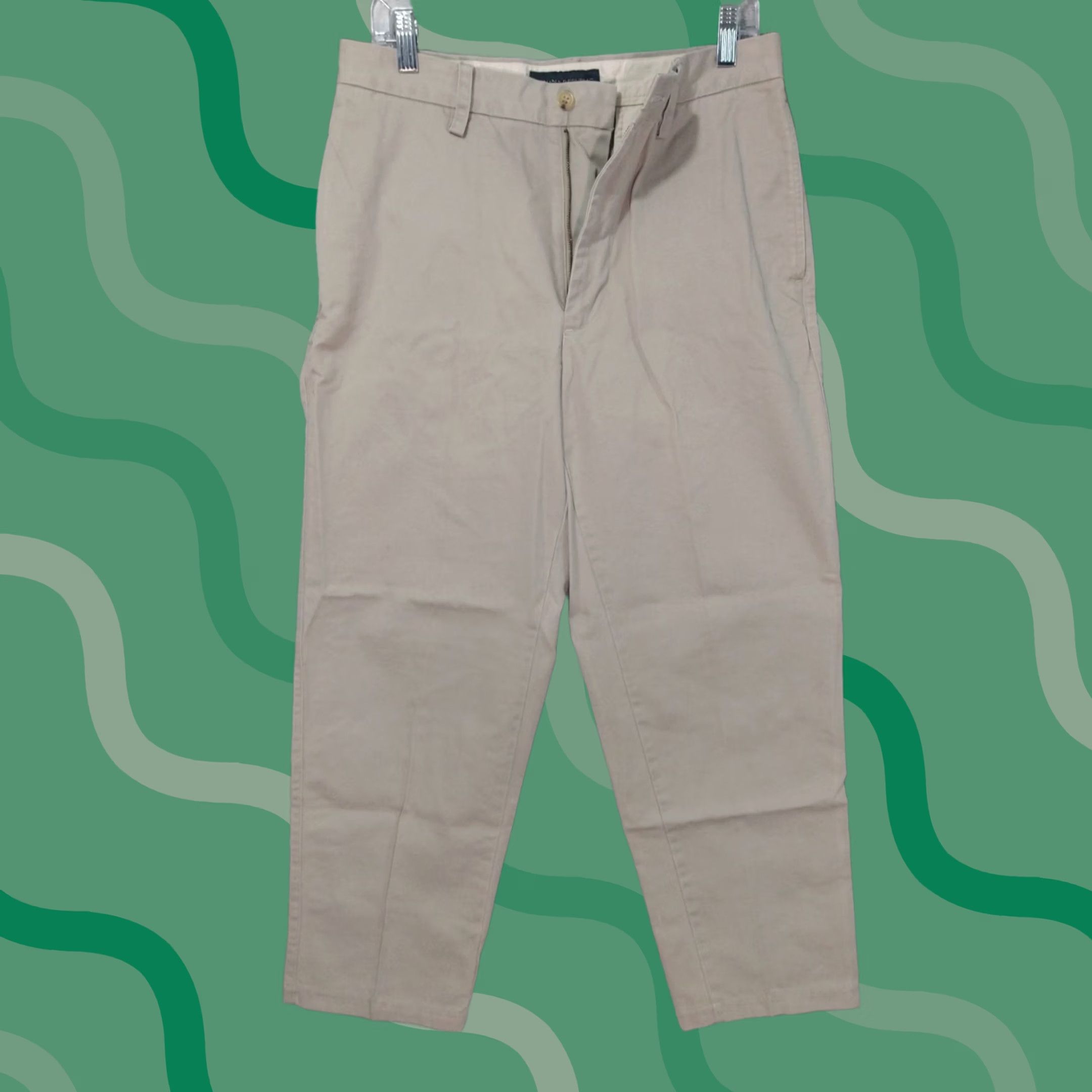 Banana Republic Banana Republic Chino Pants Mens Beige Cotton Flat Front Tapered Leg 33x28 Casual Size US 33 - 1 Thumbnail