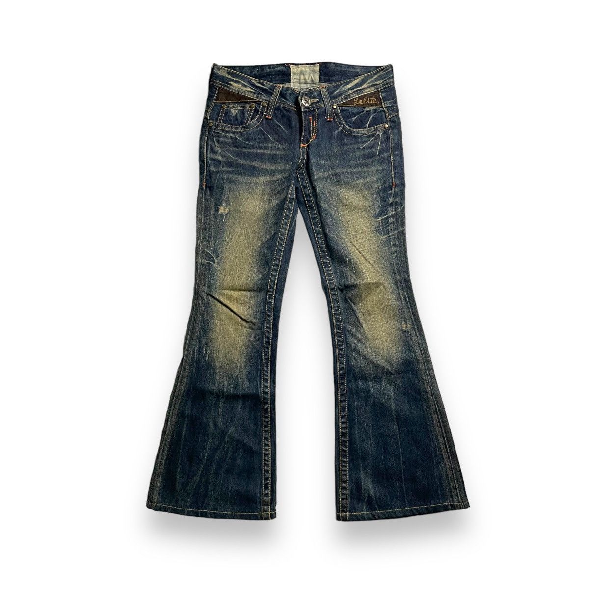 If Six Was Nine × Japanese Brand × Le Grande Bleu (L.G.B.) 🇯🇵 LOLITA RUSTY SUPER FLARE DENIM PANTS Size 30" / US 8 / IT 44 - 1 Thumbnail