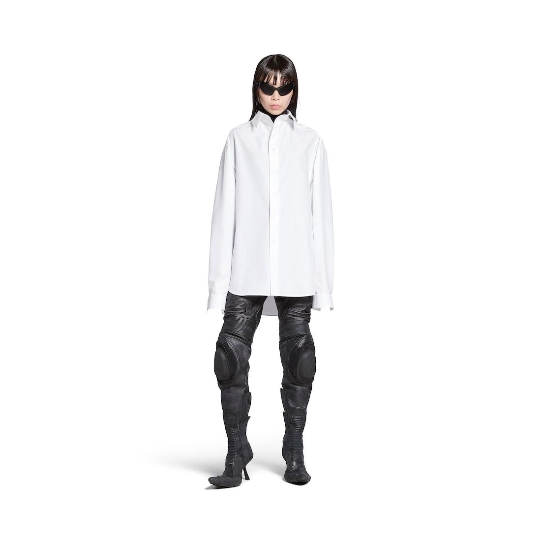 Balenciaga o1bcso1str1025 Kick Collar Shirt Large Fit in White Size XL / US 12-14 / IT 48-50 - 2 Thumbnail