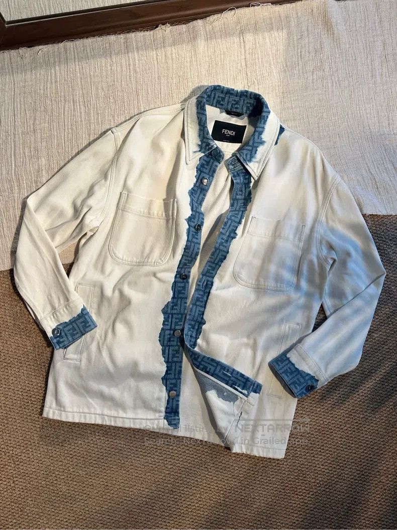 Fendi Fendi SS24 Logo Gradient Effect Point Collar Snap Denim Ja Size US S / EU 44-46 / 1 - 1 Thumbnail