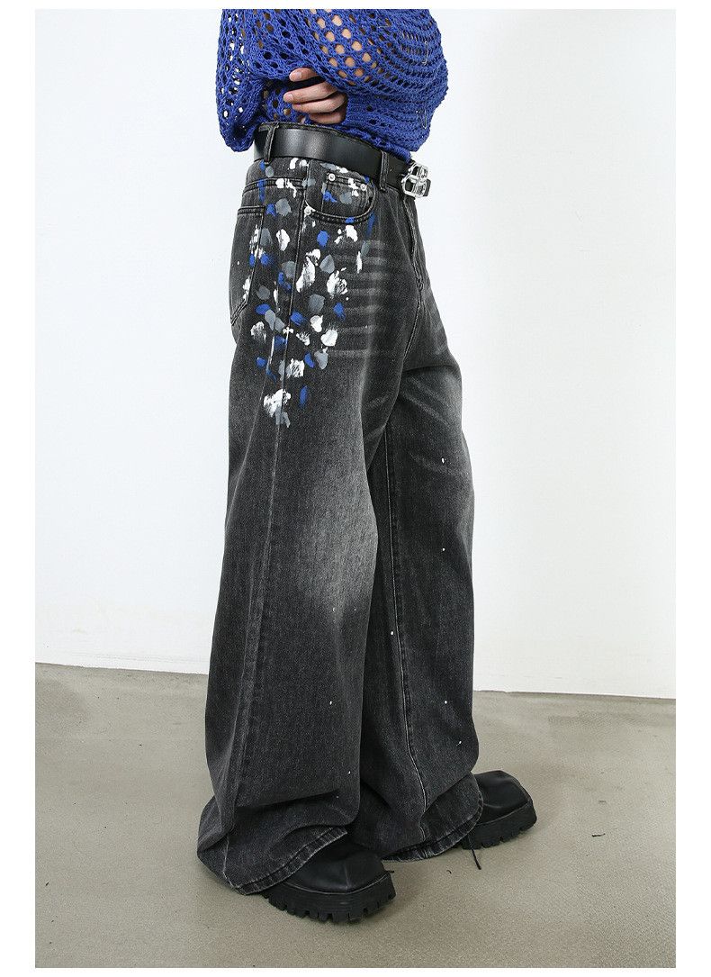 Japanese Brand × Jean Men's street retro washed ink-splashed trendy jeans Size US 32 / EU 48 - 4 Thumbnail