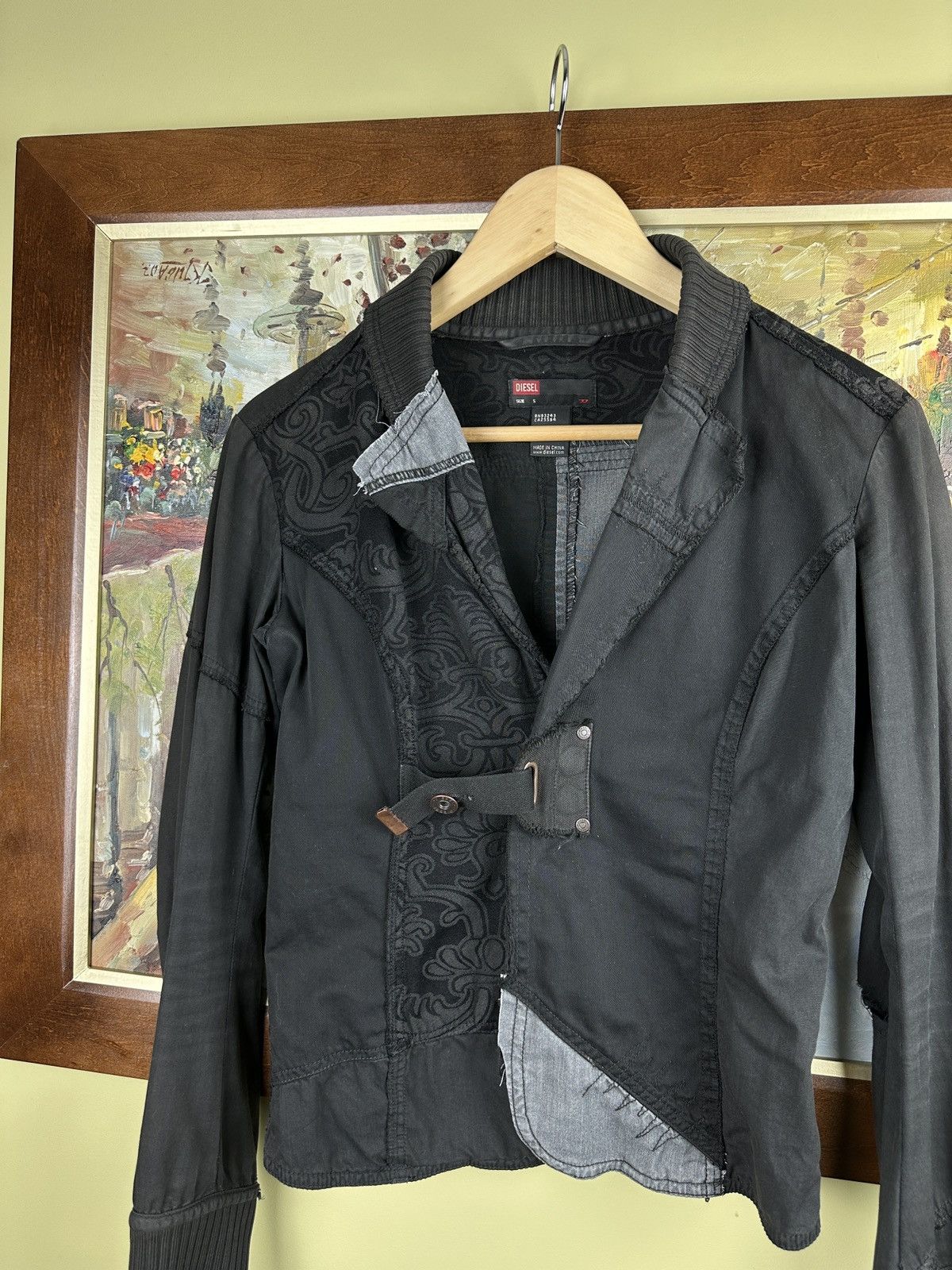 Diesel × Vintage Vintage 2000s Diesel y2k patchwork blazer geometry jacket Size S / US 4 / IT 40 - 2 Thumbnail