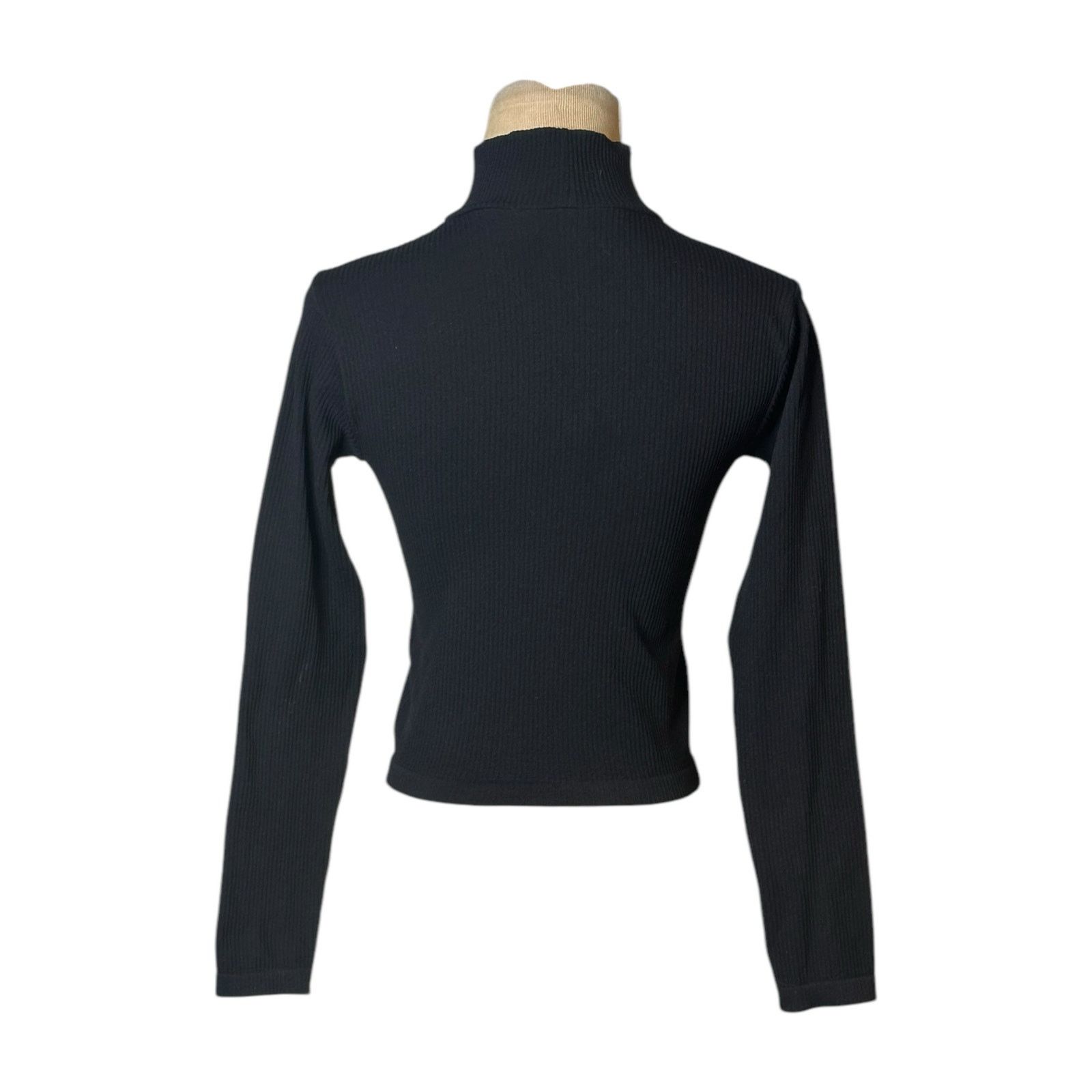 Zara Zara black long sleeves ribbed fitted high neck top size XS Size XS / US 0-2 / IT 36-38 - 2 Thumbnail