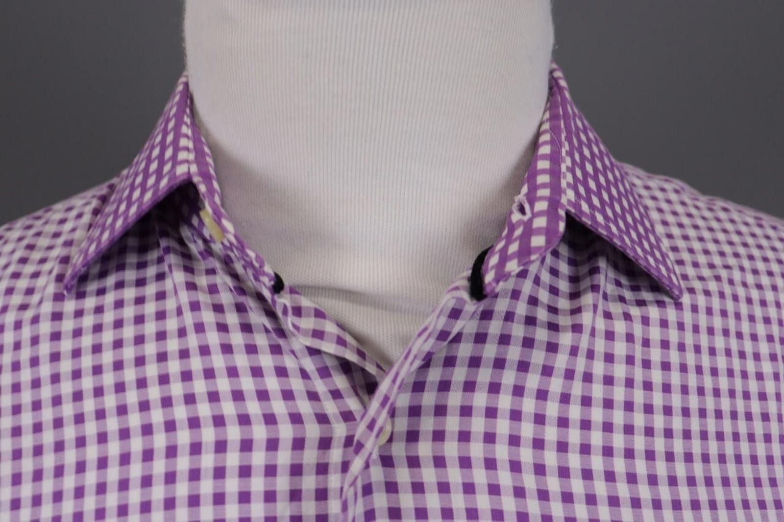 Etro Etro Milano Slim Fit Purple Check Button Down Shirt Size 40 Size US M / EU 48-50 / 2 - 4 Thumbnail