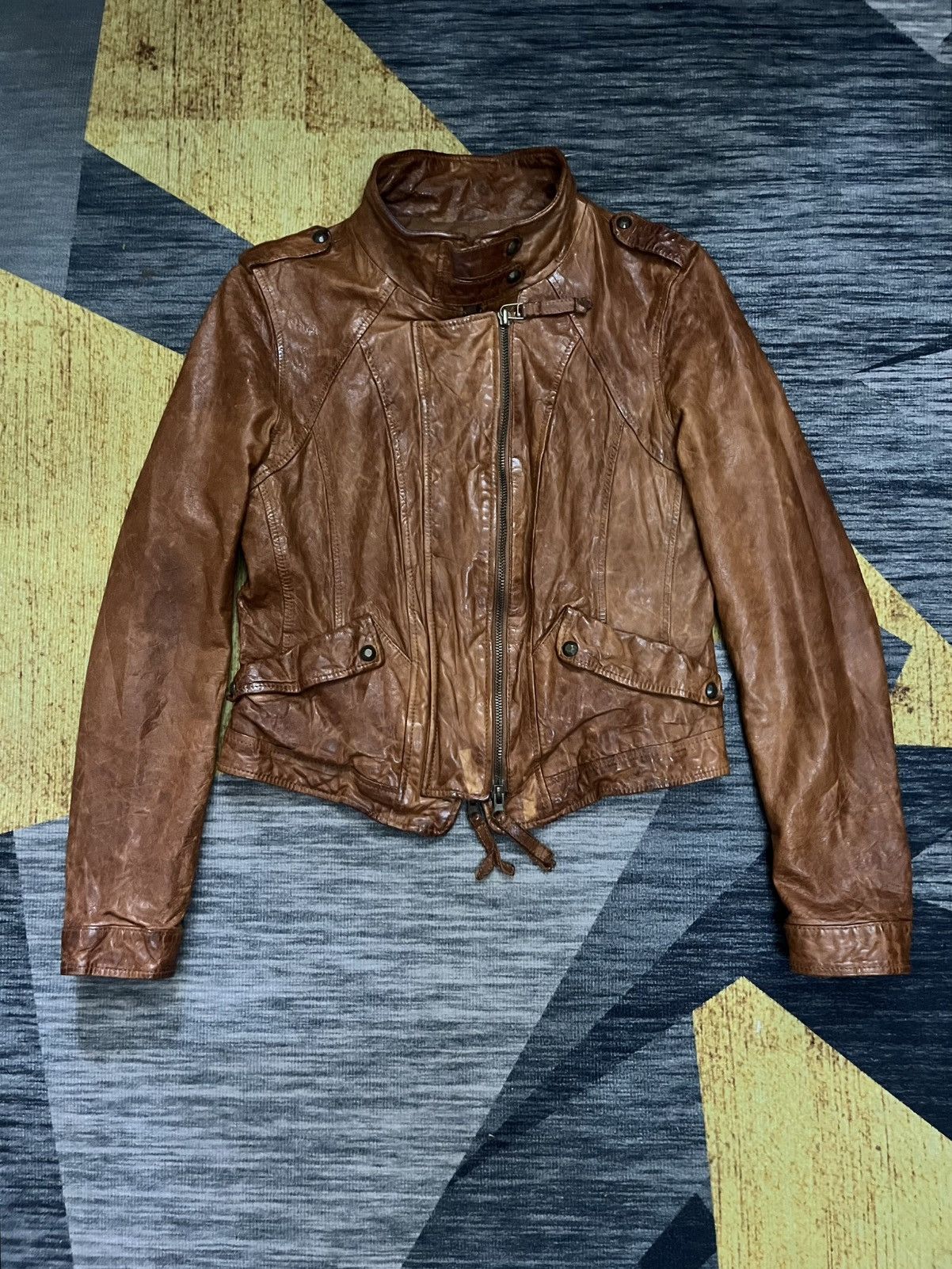 Japanese Brand 1990s GOA sheepskin panelling bikers leather #H3 Size M / US 6-8 / IT 42-44 - 11 Thumbnail