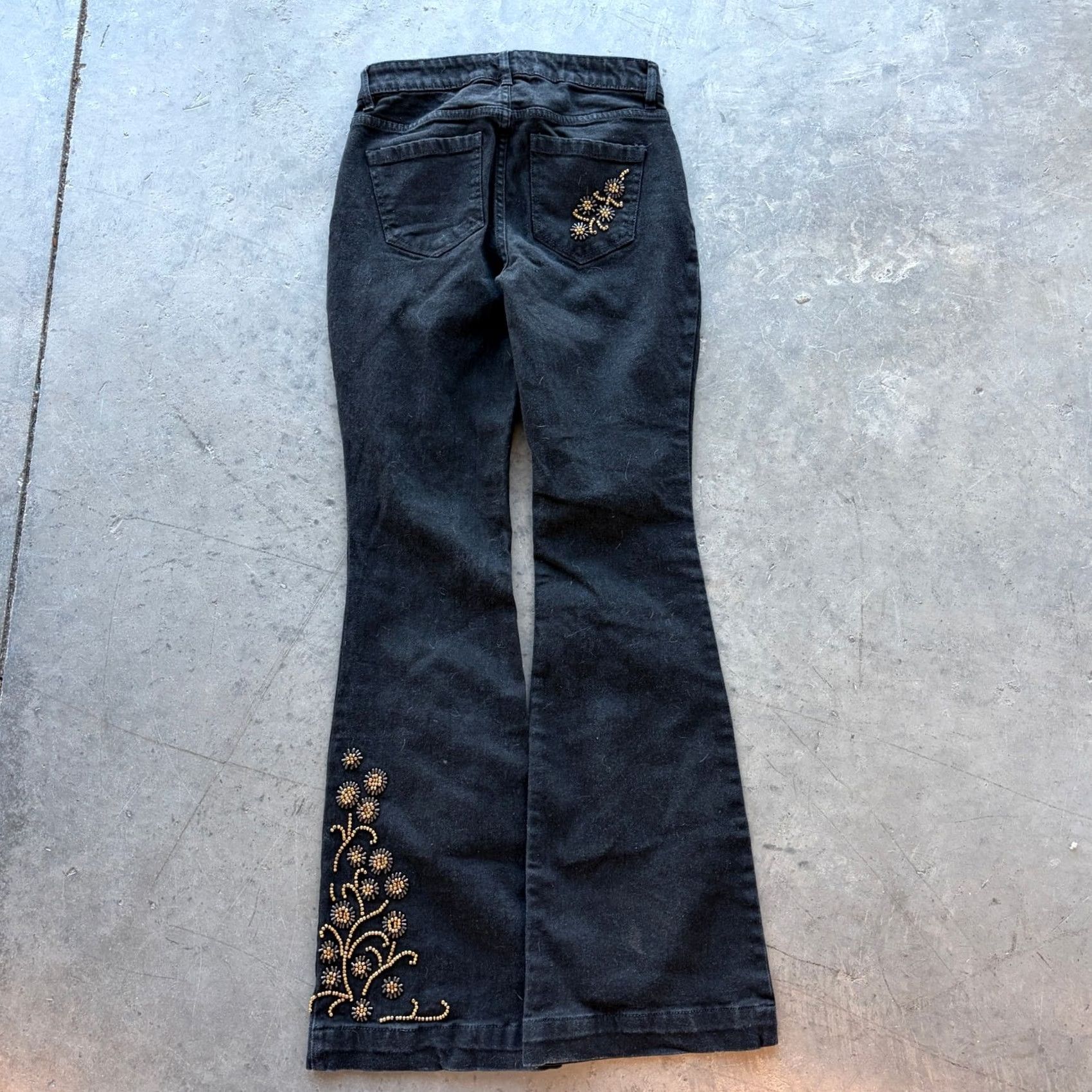Vintage VINTAGE Y2k Western Cowgirl Wide Leg Flare Beaded Embellished Black Jeans 26 Women Blue Regular Ankle Jeans Mens Womens Girls Size 26" / US 2 / IT 38 - 2 Thumbnail