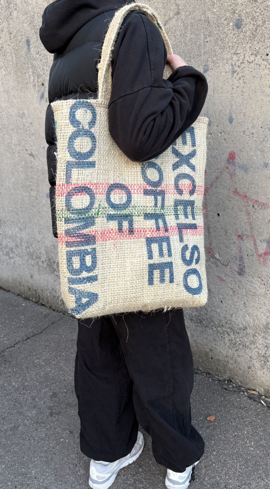 Other Recycled Coffee Sack Tote Bag Burlap Market Shopper Size ONE SIZE - 3 Thumbnail