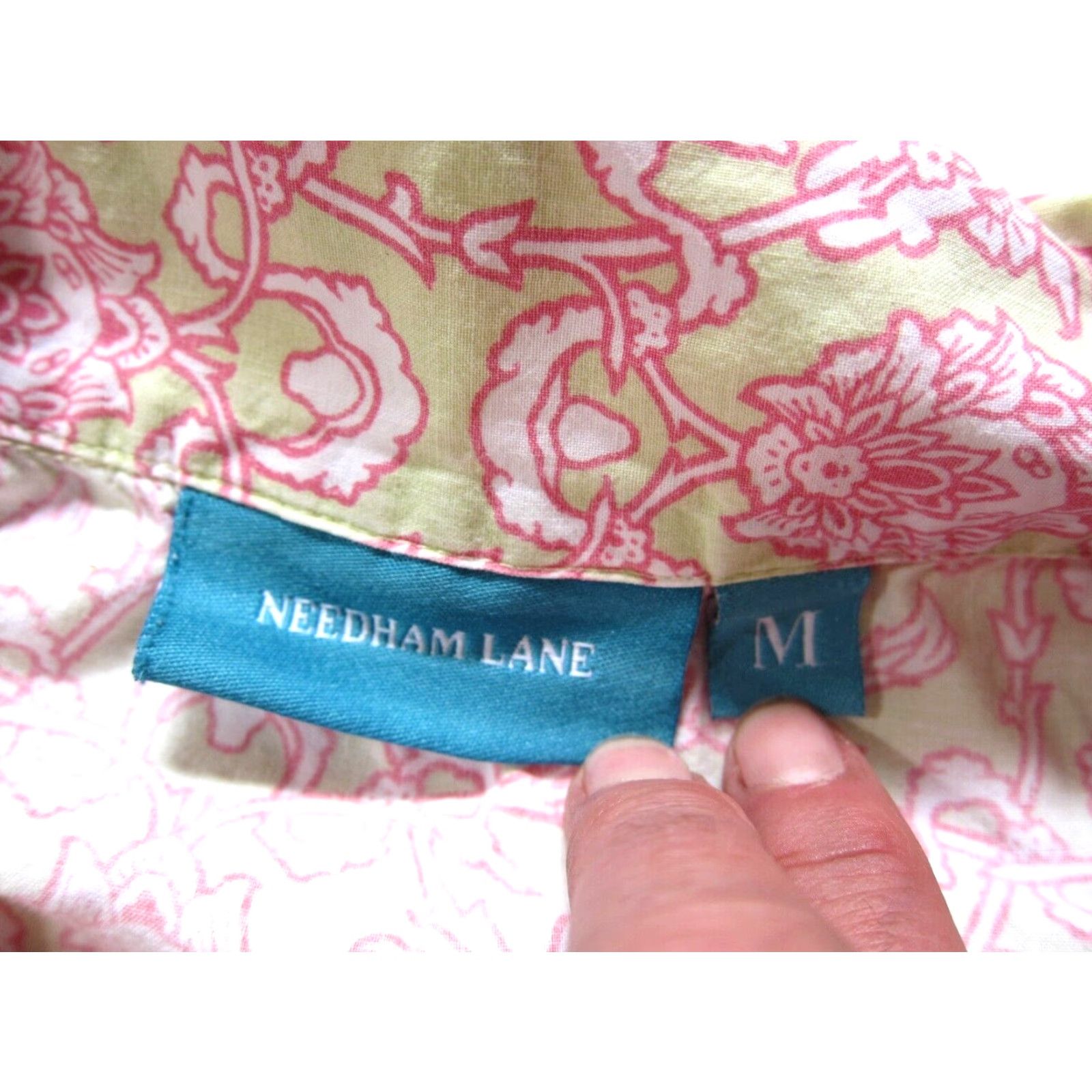 Vintage Needham Lane Blouse Sleeveless Floral 100% Cotton Pink White Green M Womens Size M / US 6-8 / IT 42-44 - 4 Thumbnail