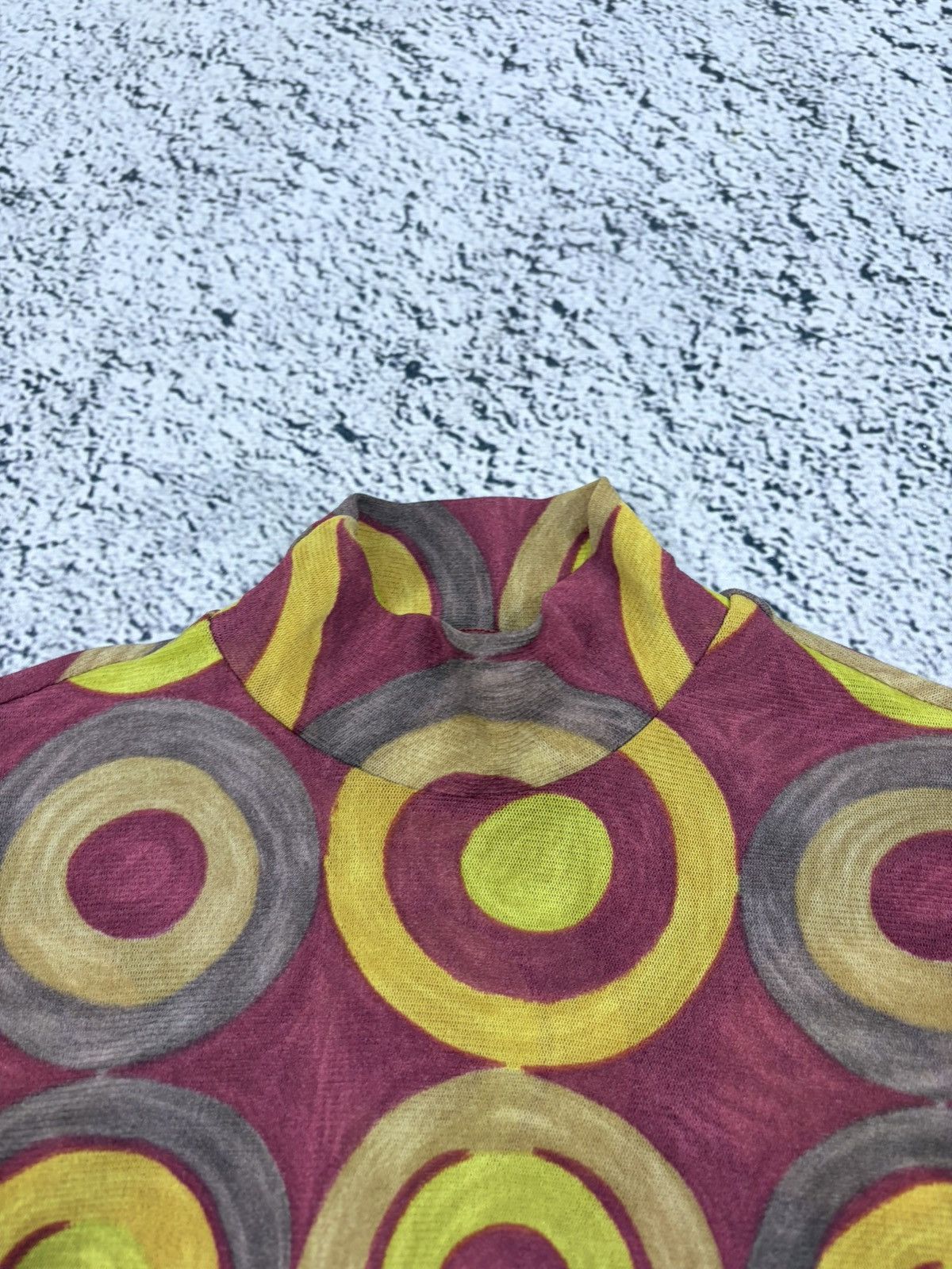 Japanese Brand Vintage Y2K French Mesh Retro Printed Mock Neck Top Size S / US 4 / IT 40 - 6 Thumbnail