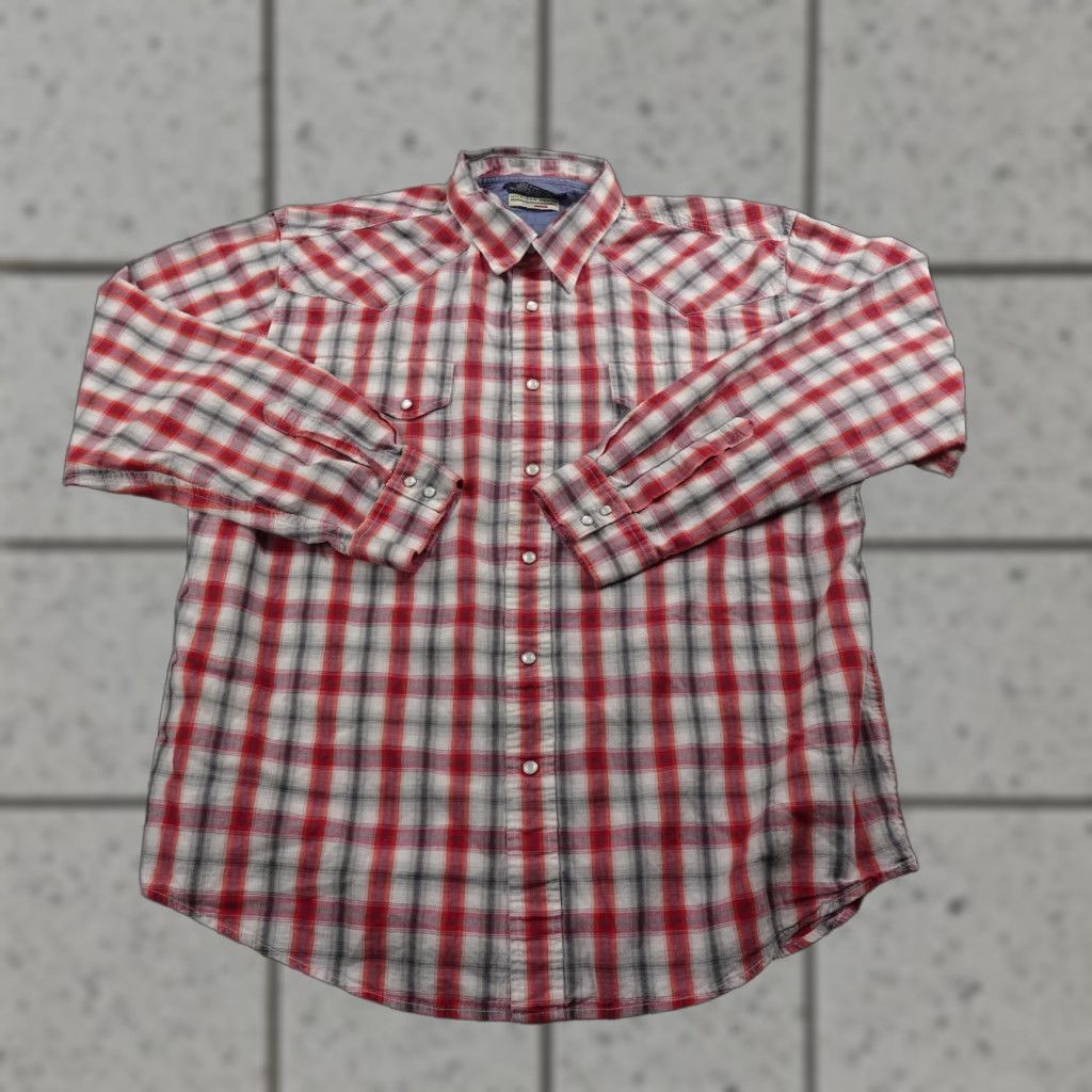 Tommy Hilfiger VINTAGE Tommy Hilfiger Shirt Mens XL Red Western Pearl Snap Cowboy Rodeo Y2K Roam Plaid Cotton Button-Up Long Sleeve Snap Shirt Mens Red PVC Size US XL / EU 56 / 4 - 1 Thumbnail