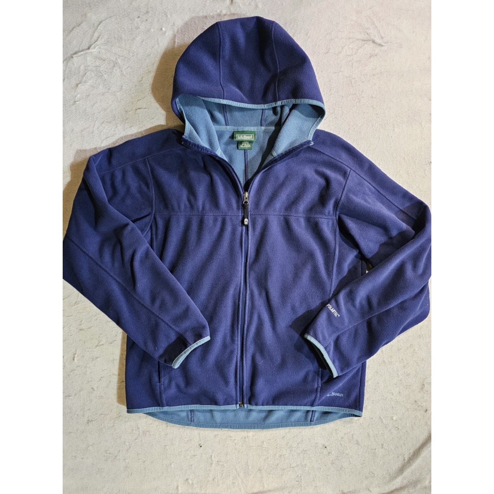 Vintage LL Bean Classic Blue Slightly Fitted Hooded Full Zip Fleece Jacket Mens Lg Reg Size US L / EU 52-54 / 3 - 2 Thumbnail