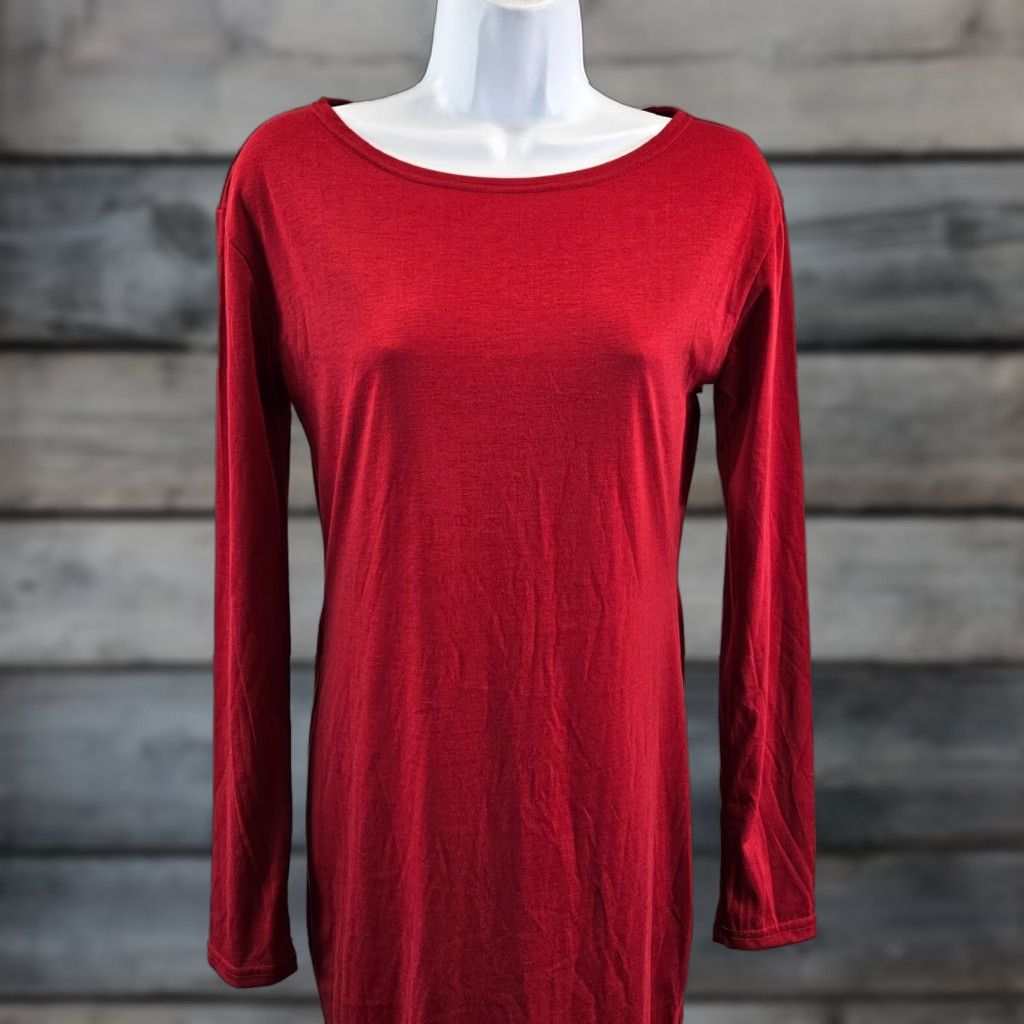 Vintage Piko 1988 Womens Dress Solid Red Long Sleeve Polyester Blend SZ M Dress Mens? No Size M / US 6-8 / IT 42-44 - 1 Thumbnail