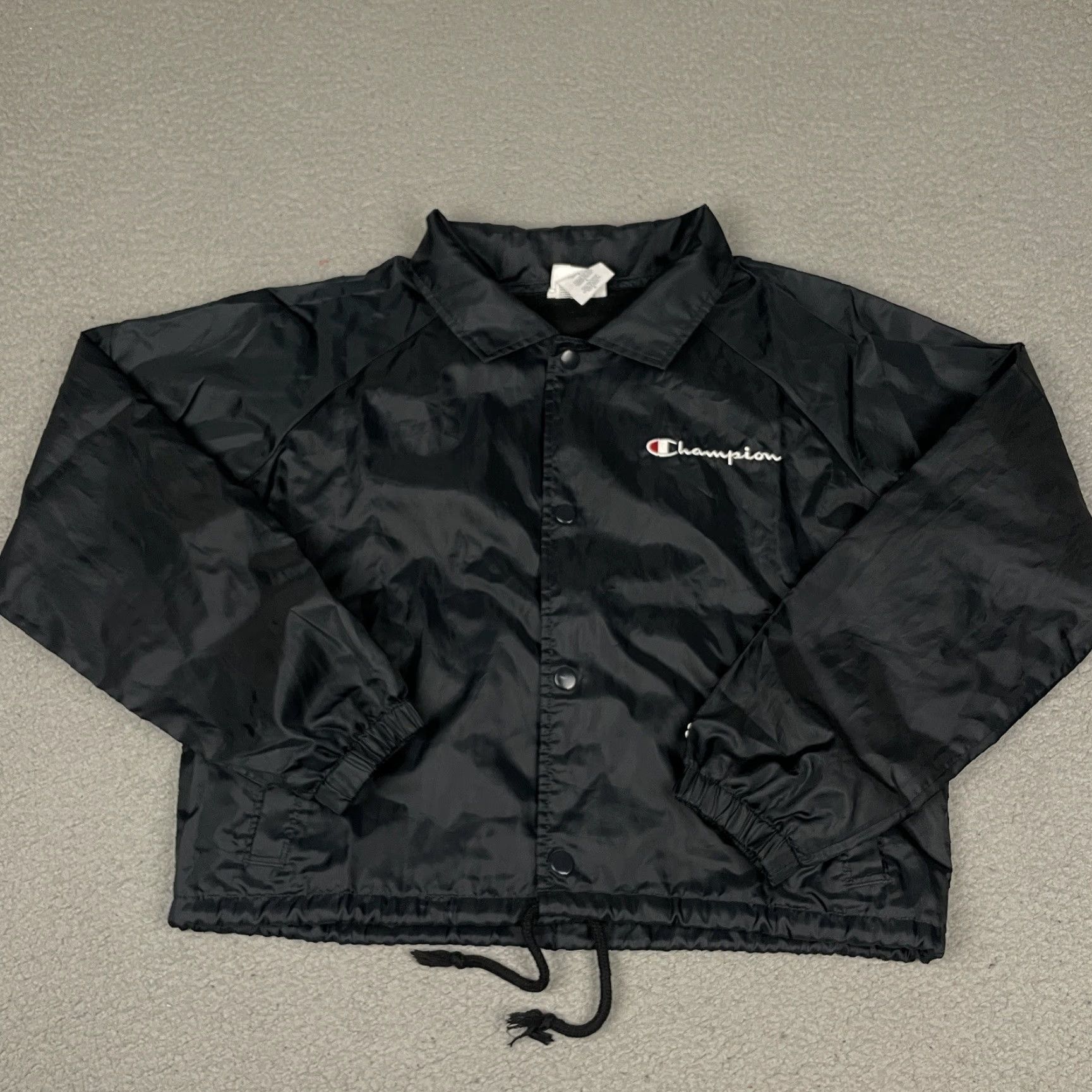 Champion Champion Jacket Women's M Black Crop Windbreaker Polyester Logo Zip Casual Outdoors Mens? Wait. Size M / US 6-8 / IT 42-44 - 2 Thumbnail