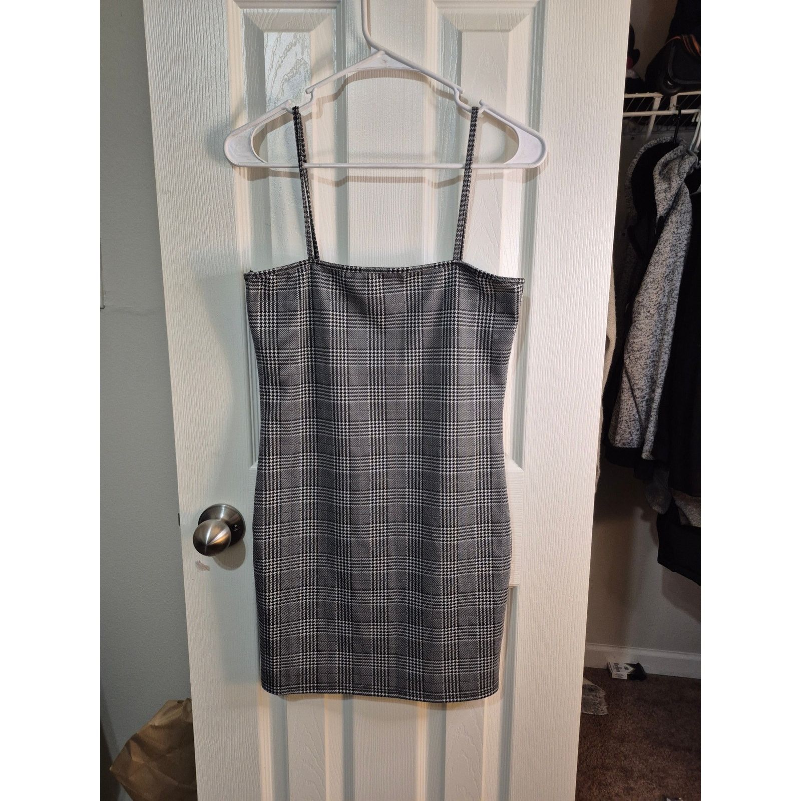 ZAFUL ​Zaful Black & White Plaid Bodycon Mini Dress - Size L (8) Size L / US 10 / IT 46 - 1 Thumbnail