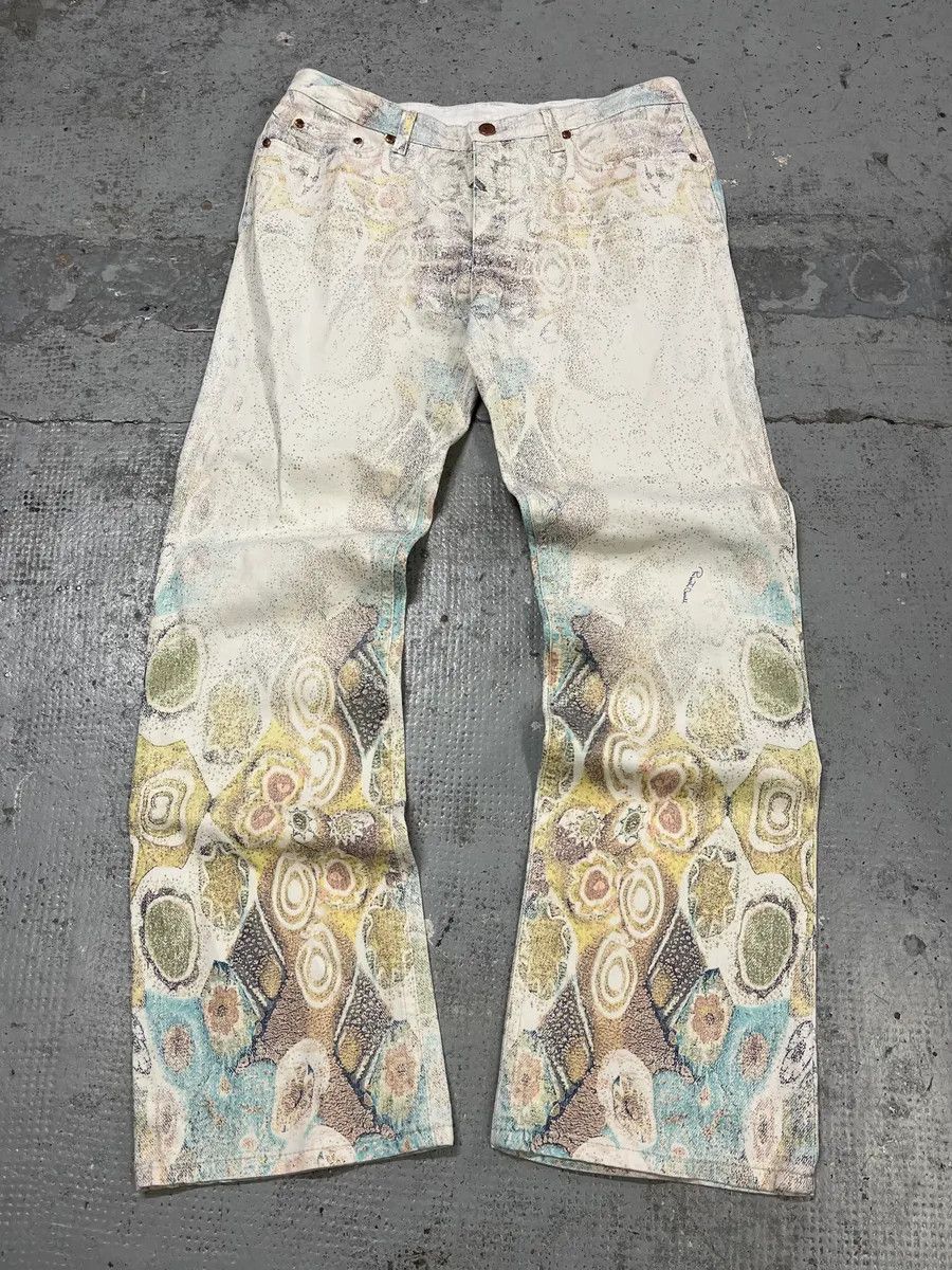 Roberto Cavalli 2000s Roberto Cavalli Gradient Ornaments White Pants Size 28" / US 6 / IT 42 - 1 Thumbnail