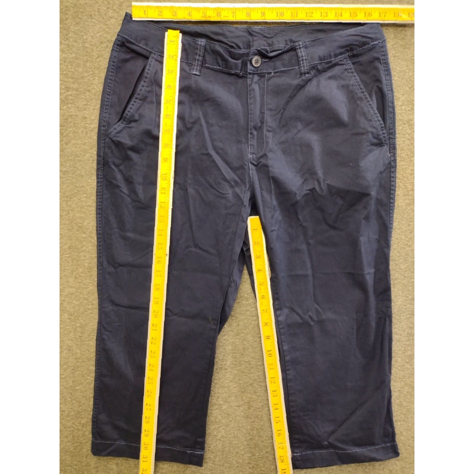 Vintage Kontoor Women’s Blue Chino Pants 18W - Cotton Blend, Flat Front, Straight Leg, Pockets, Stretch, Machine Washable - Plus Size Women Size 40" / US 18 - 4 Thumbnail