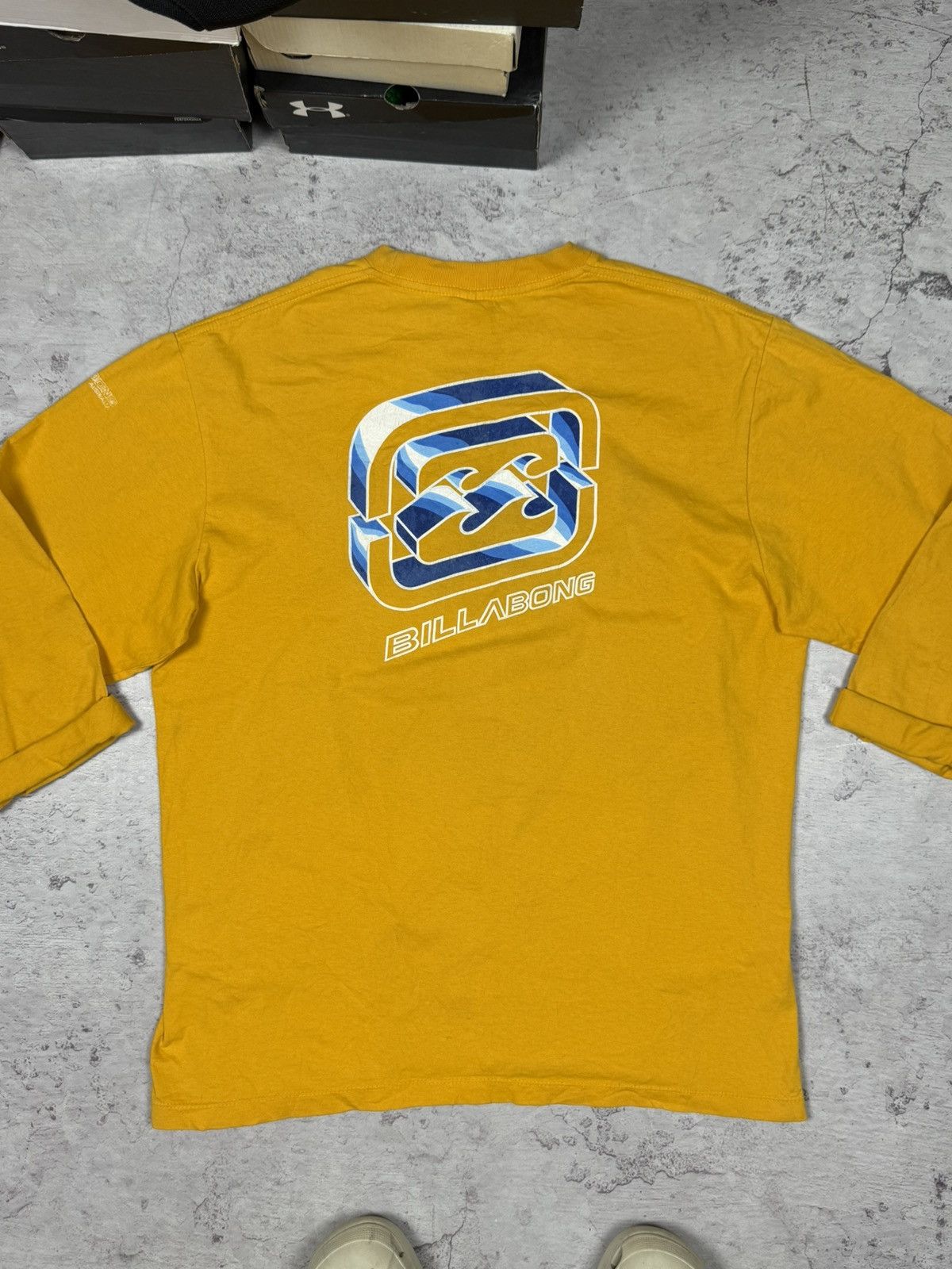 Billabong Vintage 90s Y2K Billabong Big Double Logo Yellow Longsleeve Size US L / EU 52-54 / 3 - 1 Thumbnail