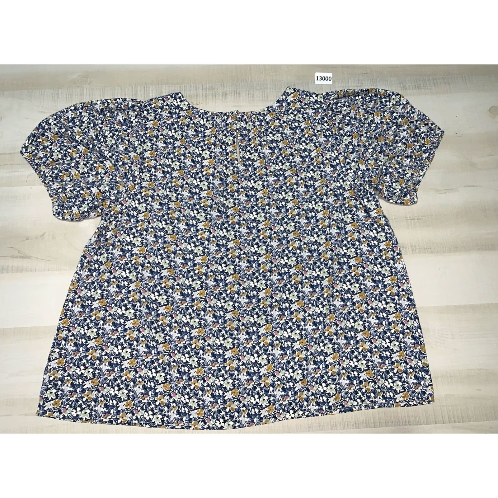 Vintage Lauren Conrad Blue Floral Elastic Short Sleeve Blouse Womens XXL NWT-13000 Size XXL / US 16-18 / IT 52-54 - 7 Thumbnail