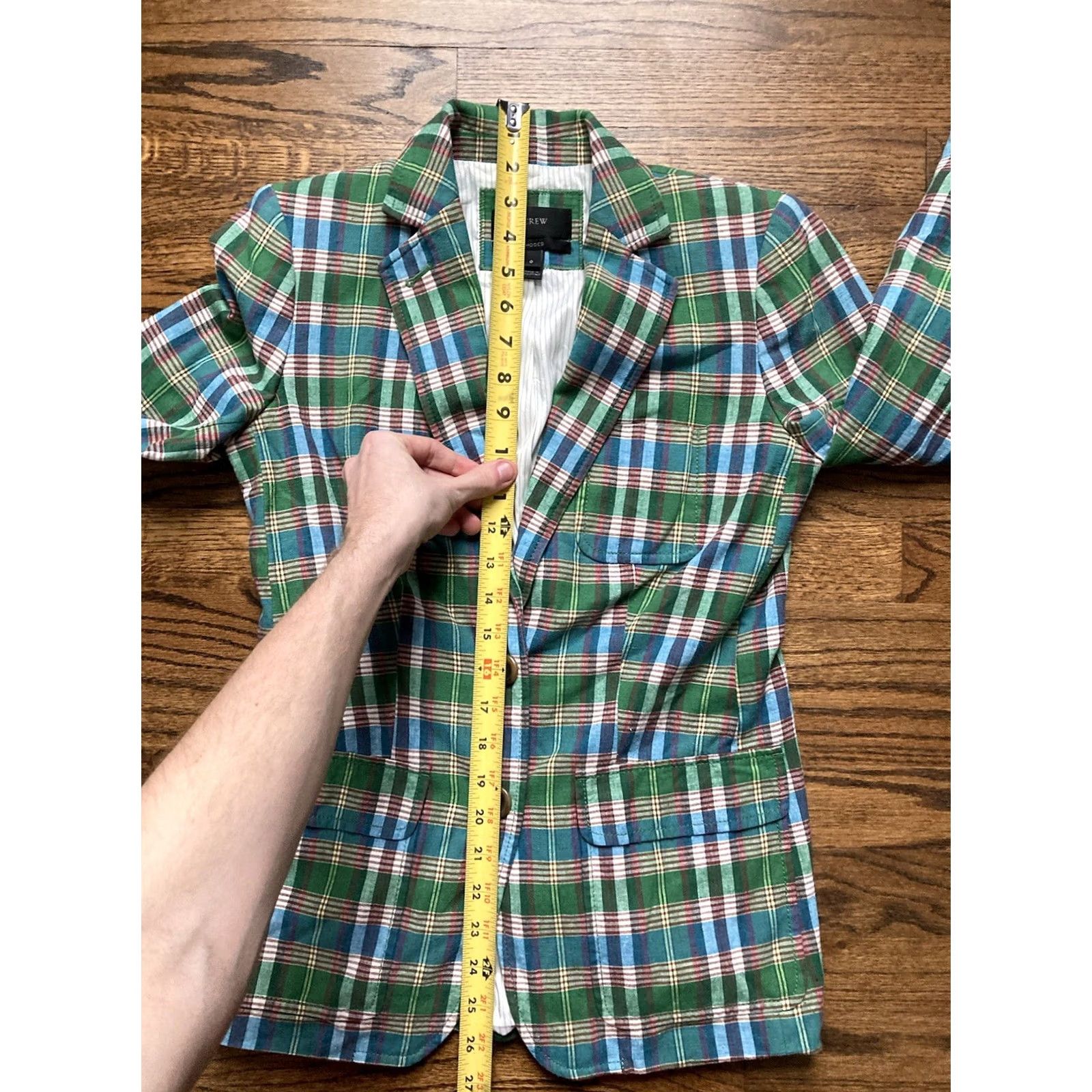 J.Crew VINTAGE J.CREW Rhodes Blazer Plaid Green Linen Blend Women Size 0 Jacket Womens Surgeon Cuff Size XS / US 0-2 / IT 36-38 - 7 Thumbnail