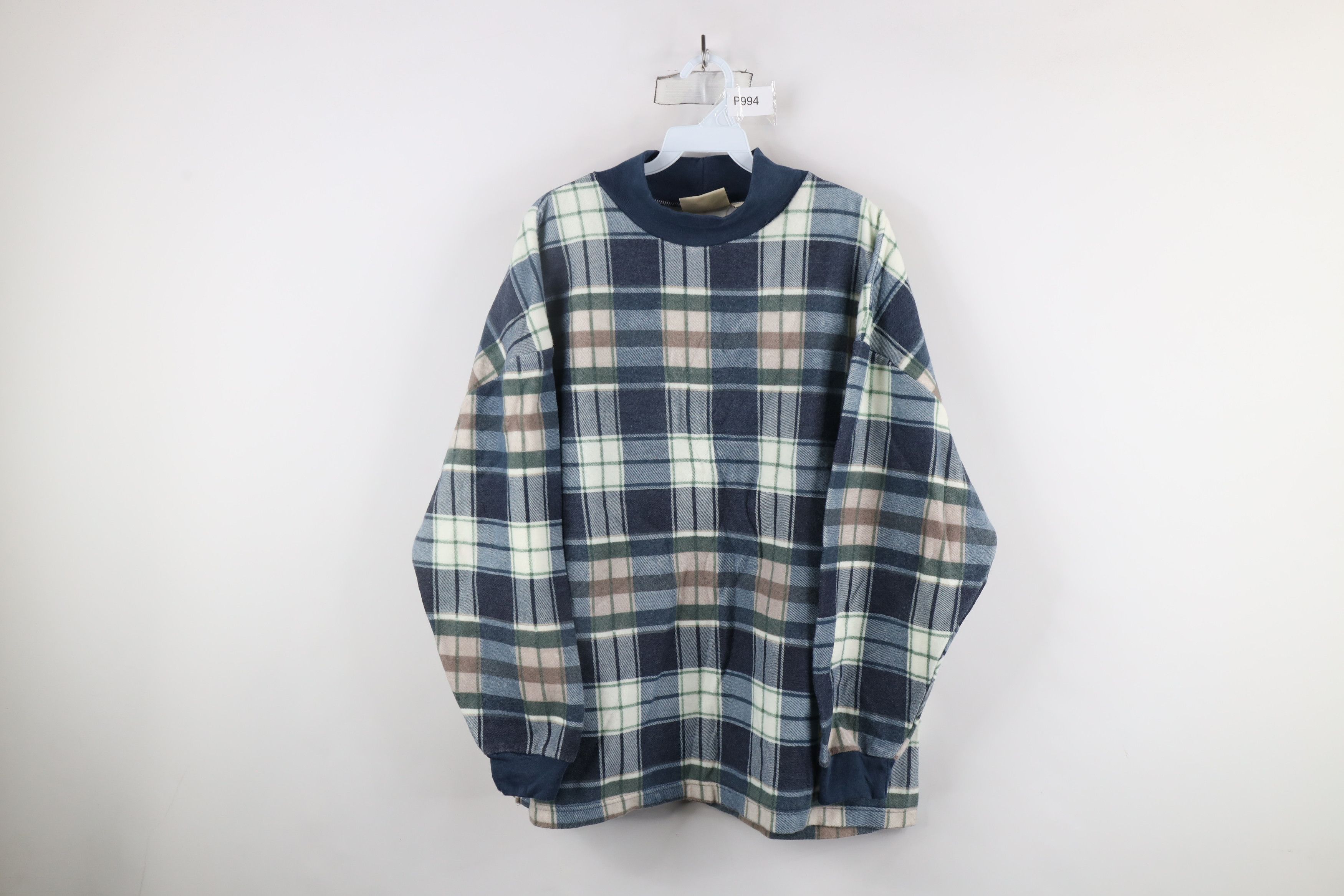 Vintage Vintage 90s Streetwear Fleece Plaid Mock Neck Sweater Size 3XL / US 20-22 - 1 Thumbnail