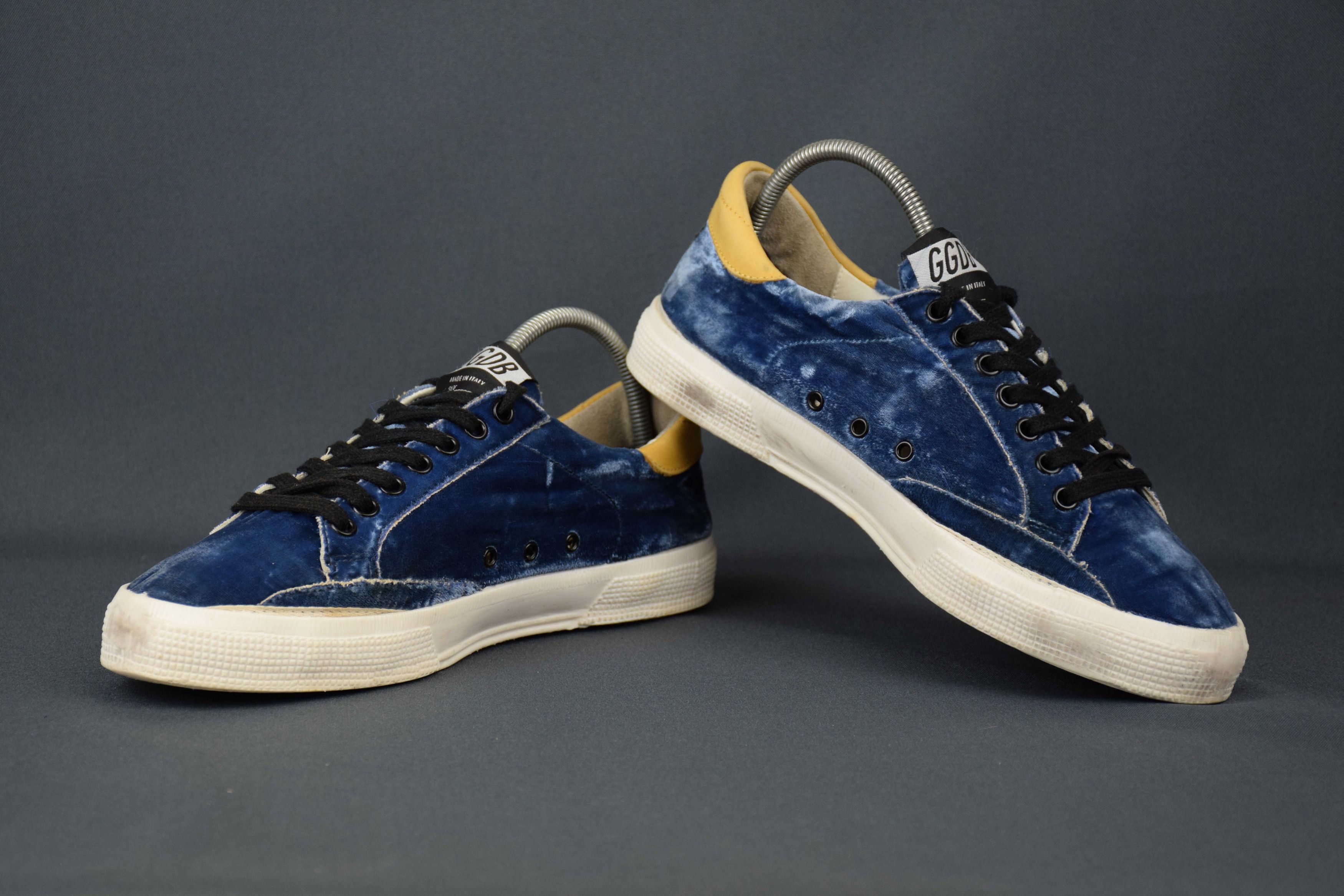 Designer × Golden Goose GOLDEN GOOSE GGDB MAY Blue Velvet Sneakers US 8 UK 6 EU 39 Size US 8 / IT 38 - 5 Thumbnail