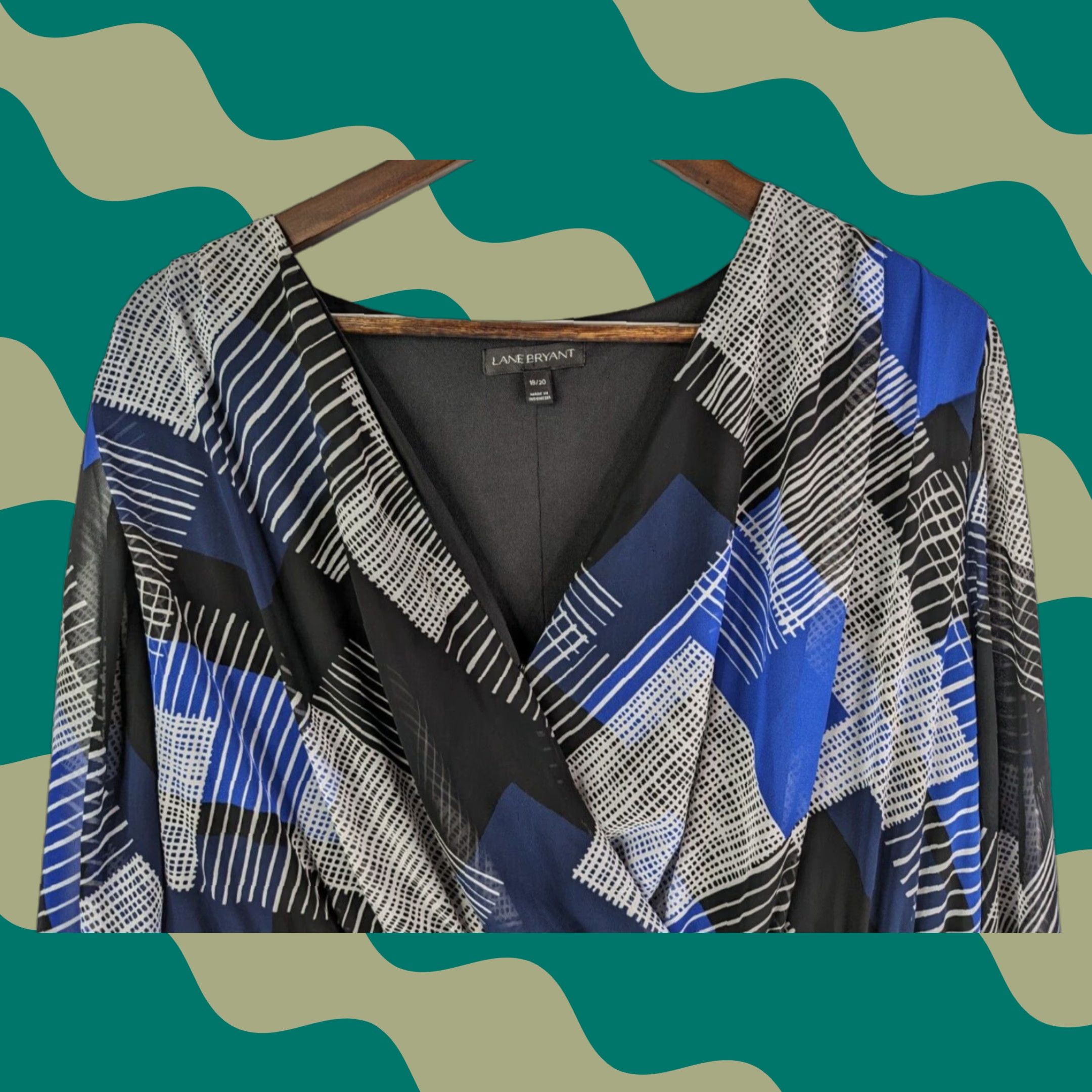 Vintage Lane Bryant Blouse Shirt Top Womens Size 18/20 Cinched Waist Blue Defect Size XXL / US 16-18 / IT 52-54 - 1 Thumbnail