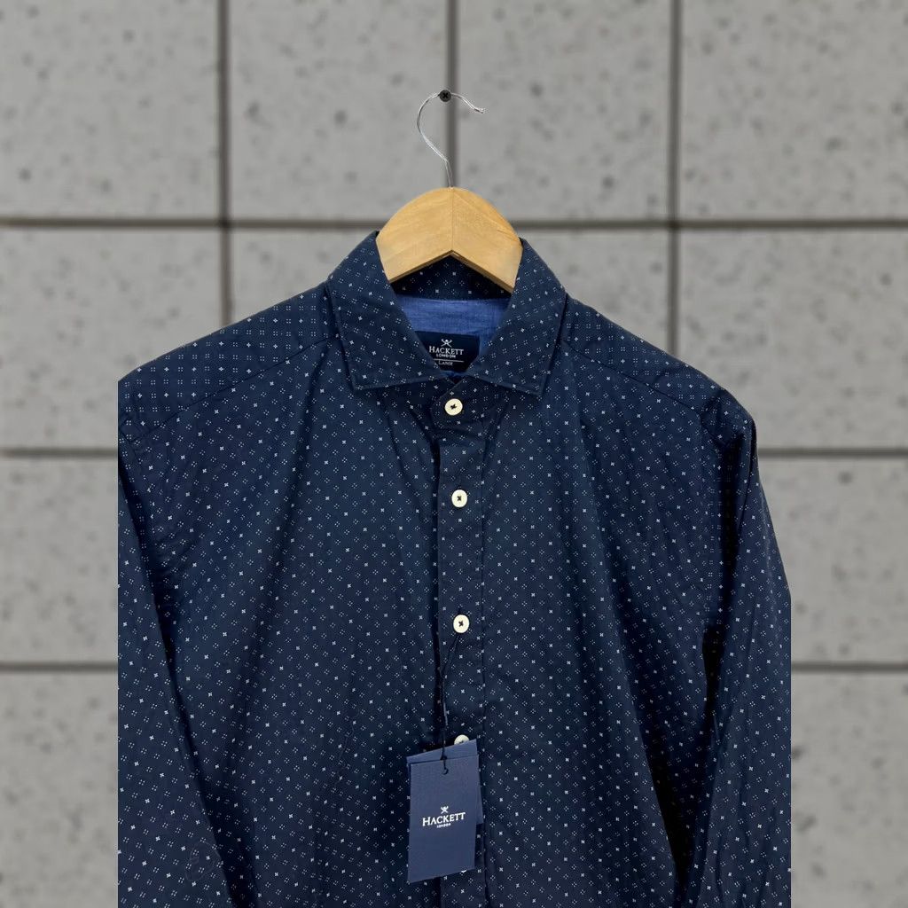 Hackett Hackett London Long Sleeve Shirt Mens Size M Blue Dots And Crosses Print Button-Up Collar Size US M / EU 48-50 / 2 - 1 Thumbnail