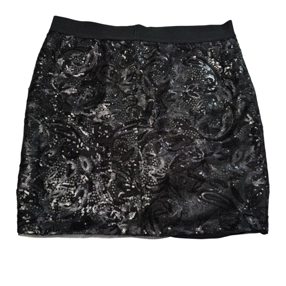 Bcbgmaxazria BCBGMAXAZRIA Joanne Floral Garden Sequin Wrap Black Mini Sk Size 28" / US 6 / IT 42 - 6 Thumbnail