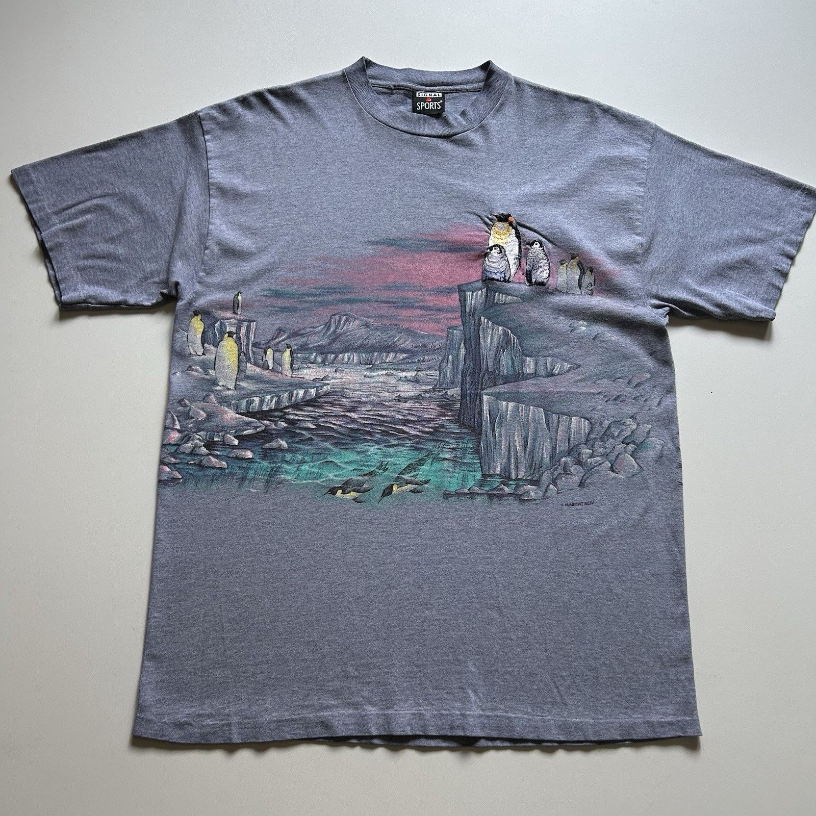 Vintage 90s Penguin Habitat T Shirt XL Animal Art Rare USA