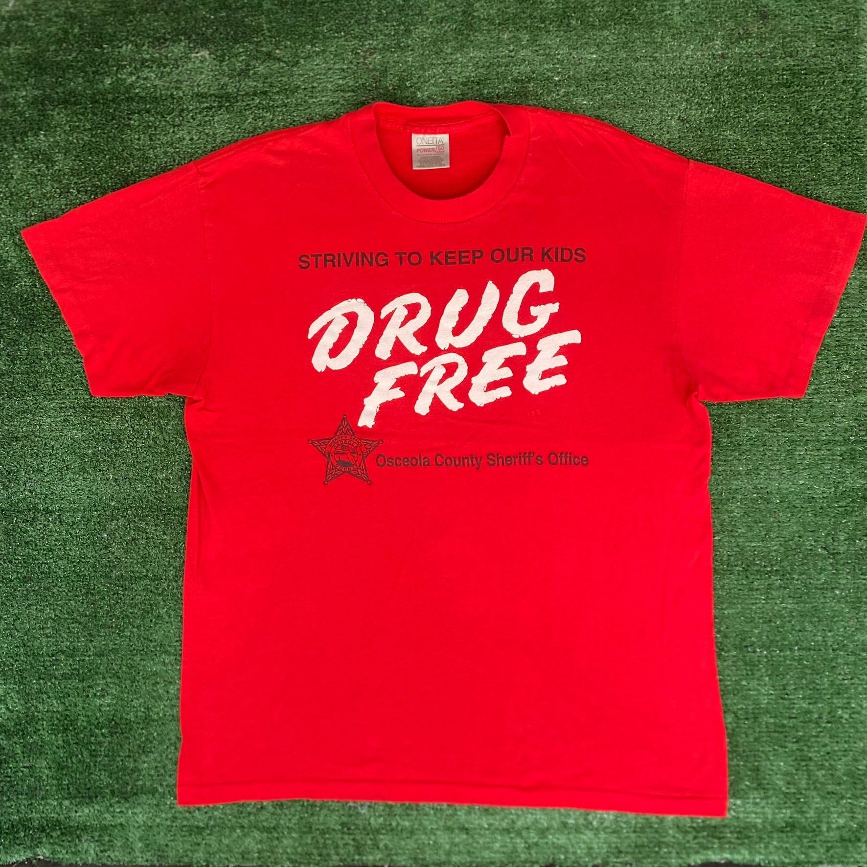 Vintage Vintage 90s Drug Free Shirt DARE Logo Single Stitch Tee Size US L / EU 52-54 / 3 - 1 Thumbnail