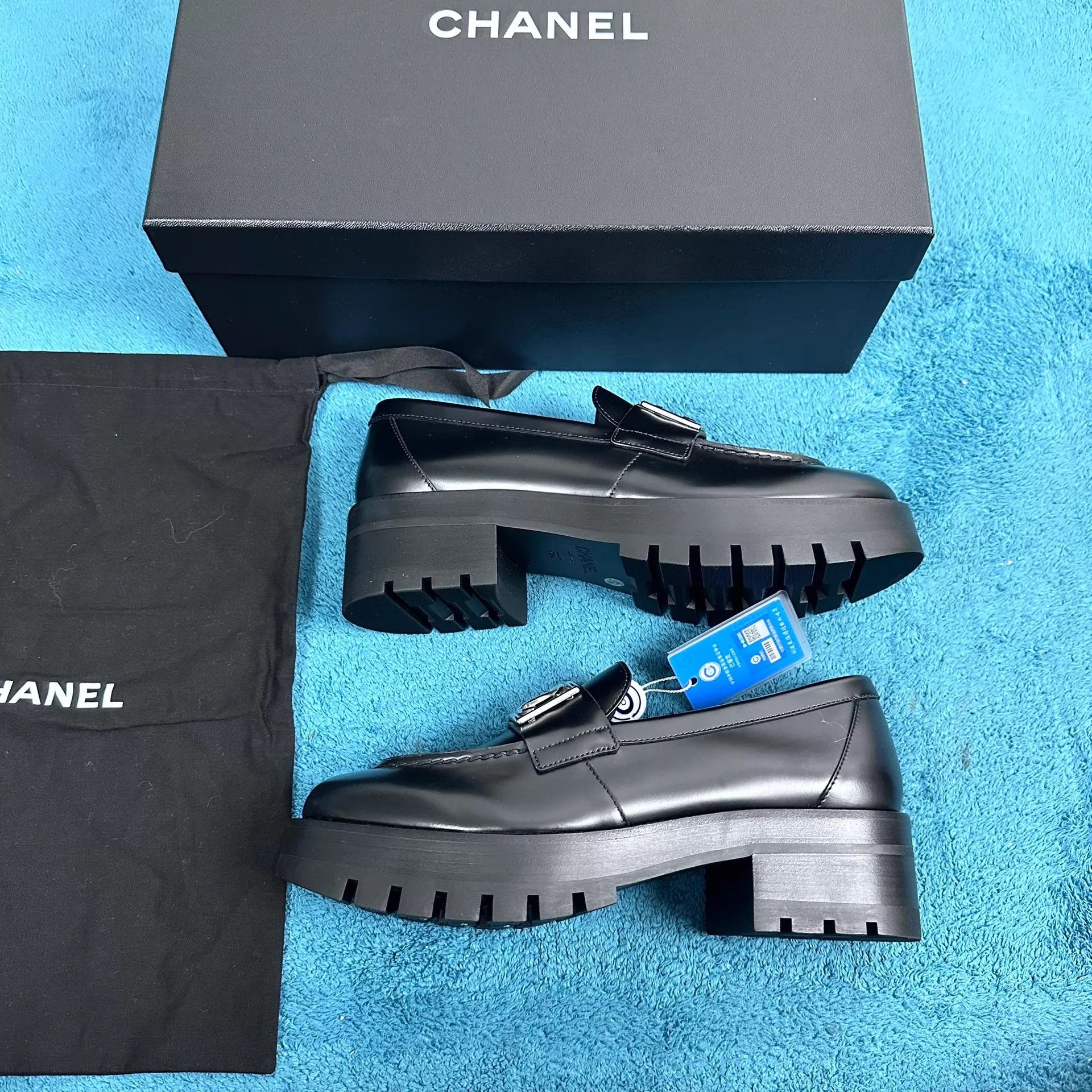 Chanel Chanel Black Silver CC Buckle Calf Loafer 39 New Size US 8.5 / IT 38.5 - 2 Thumbnail