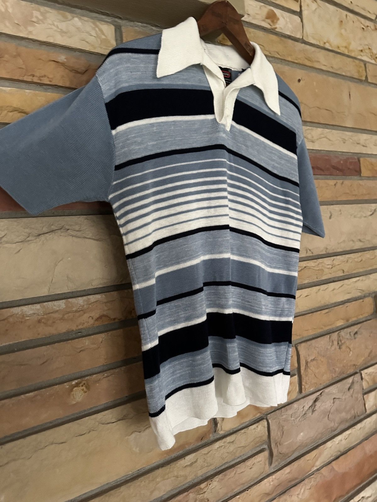 Japanese Brand Vintage 70s Drummond Striped Knit Polo Shirt Size US M / EU 48-50 / 2 - 5 Thumbnail
